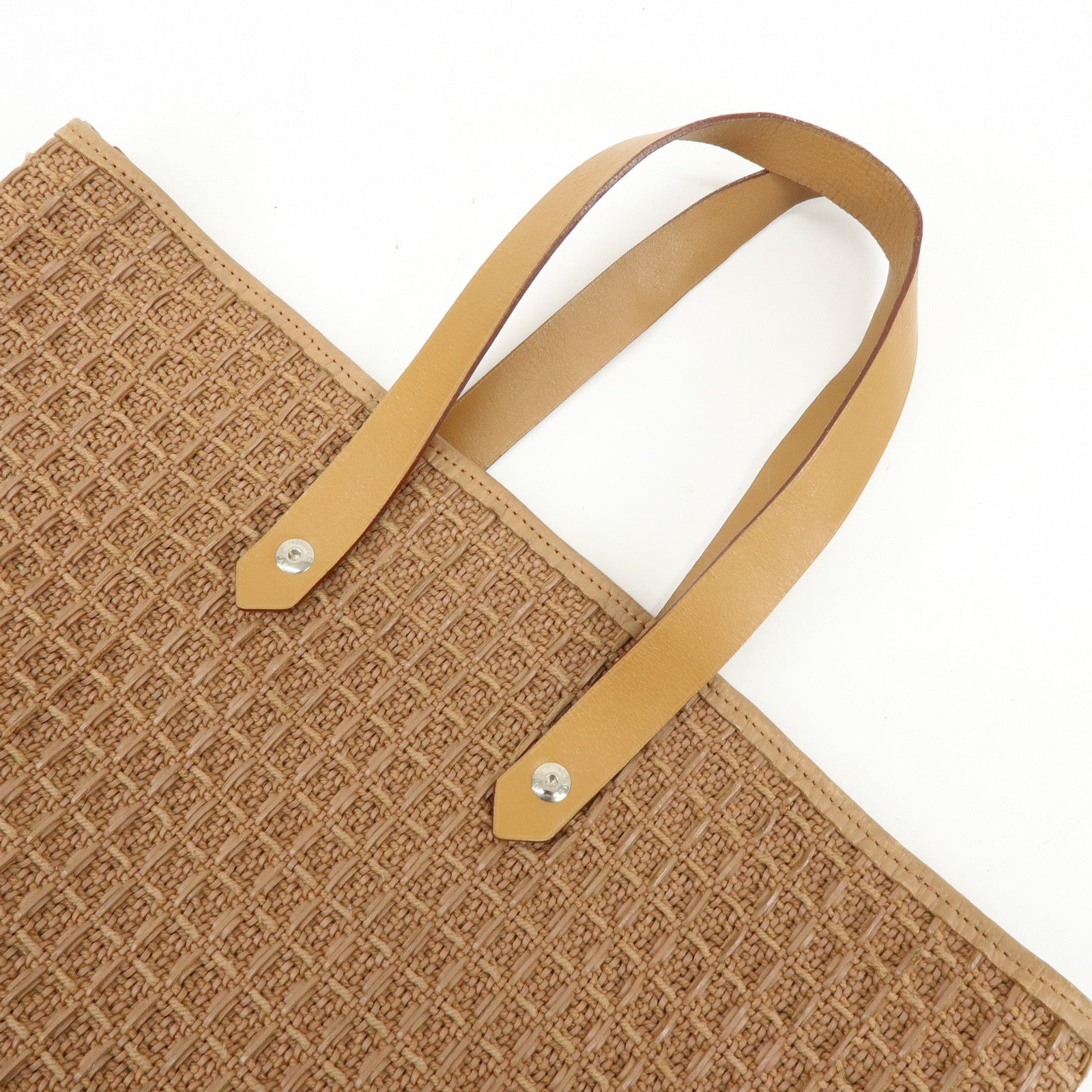 HERMES Amedaba Diago GM Canvas Leather Tote Bag Hand Bag Marron Brown