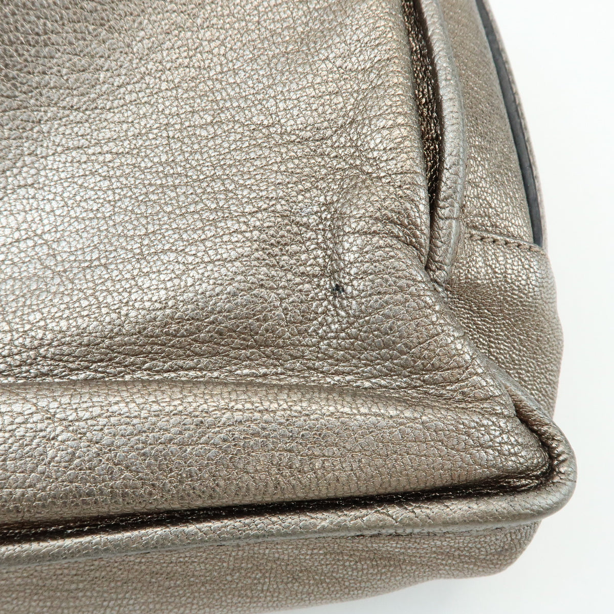 LOEWE Mya Anagram Leather Shoulder Bag Hand Bag Silver Gray