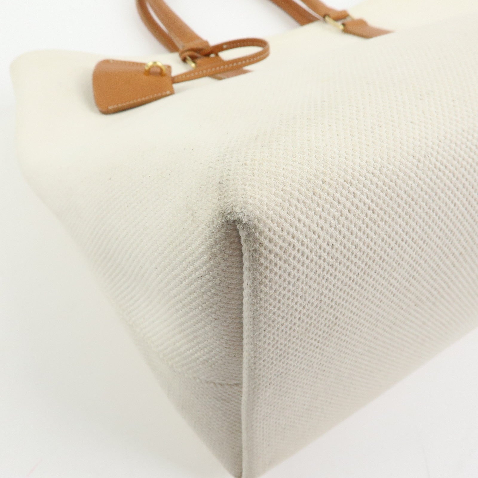 Celine Horizontal Cabas Canvas Leather Tote Bag Natural
