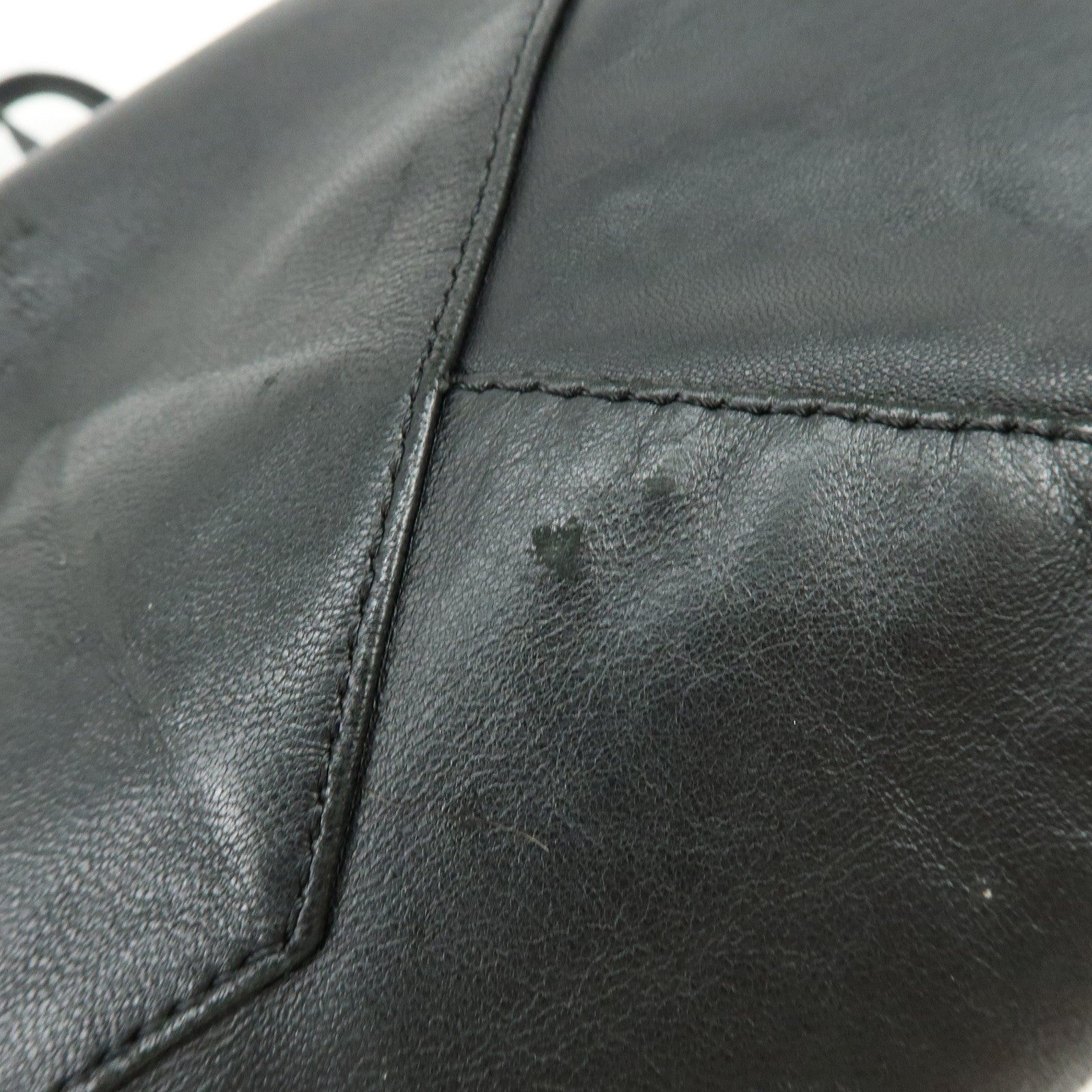CELINE Horizontal Cabas Leather Tote Bag Hand Bag Black
