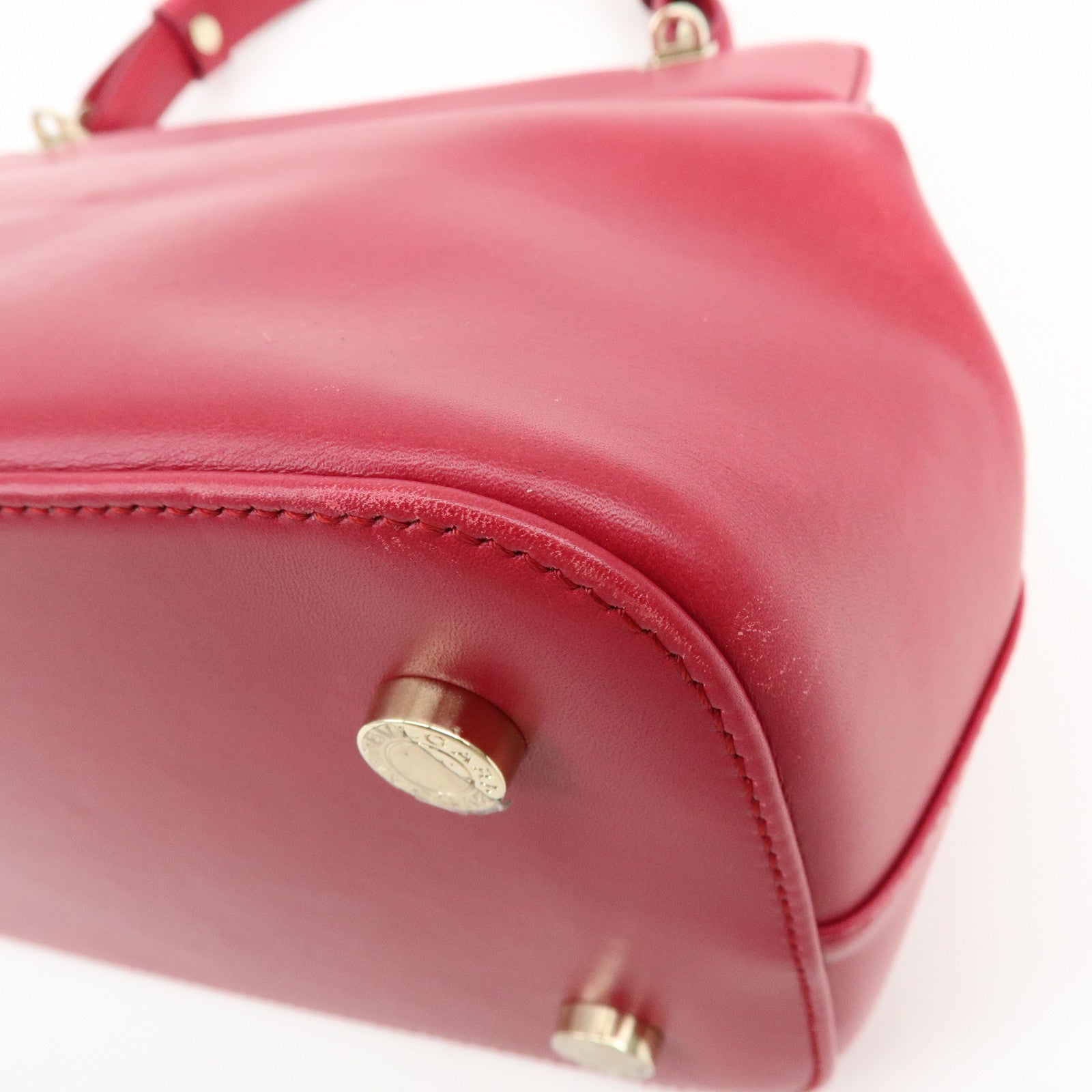 BVLGARI Isabella Rossellini Leather 2Way Bag Hand Bag Magenta
