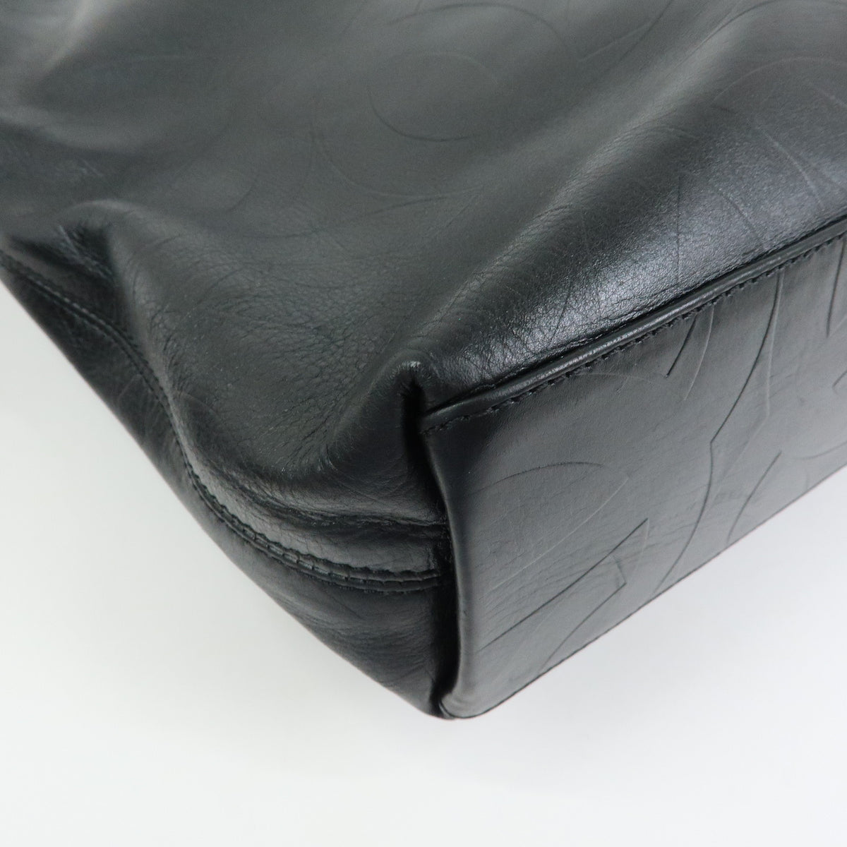 CHANEL COCO Mark Leather Tote Bag Shoulder Bag Black