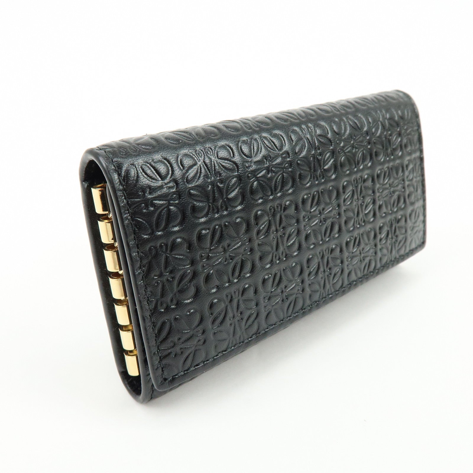 LOEWE Repeat Anagram Calf Leather 6 Ring Key Case Key Holder Black