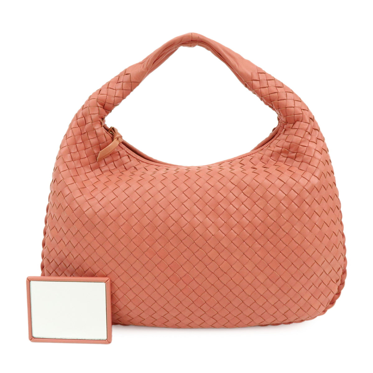 BOTTEGA VENETA Hobo Intrecciato Leather Shoulder Bag Coral