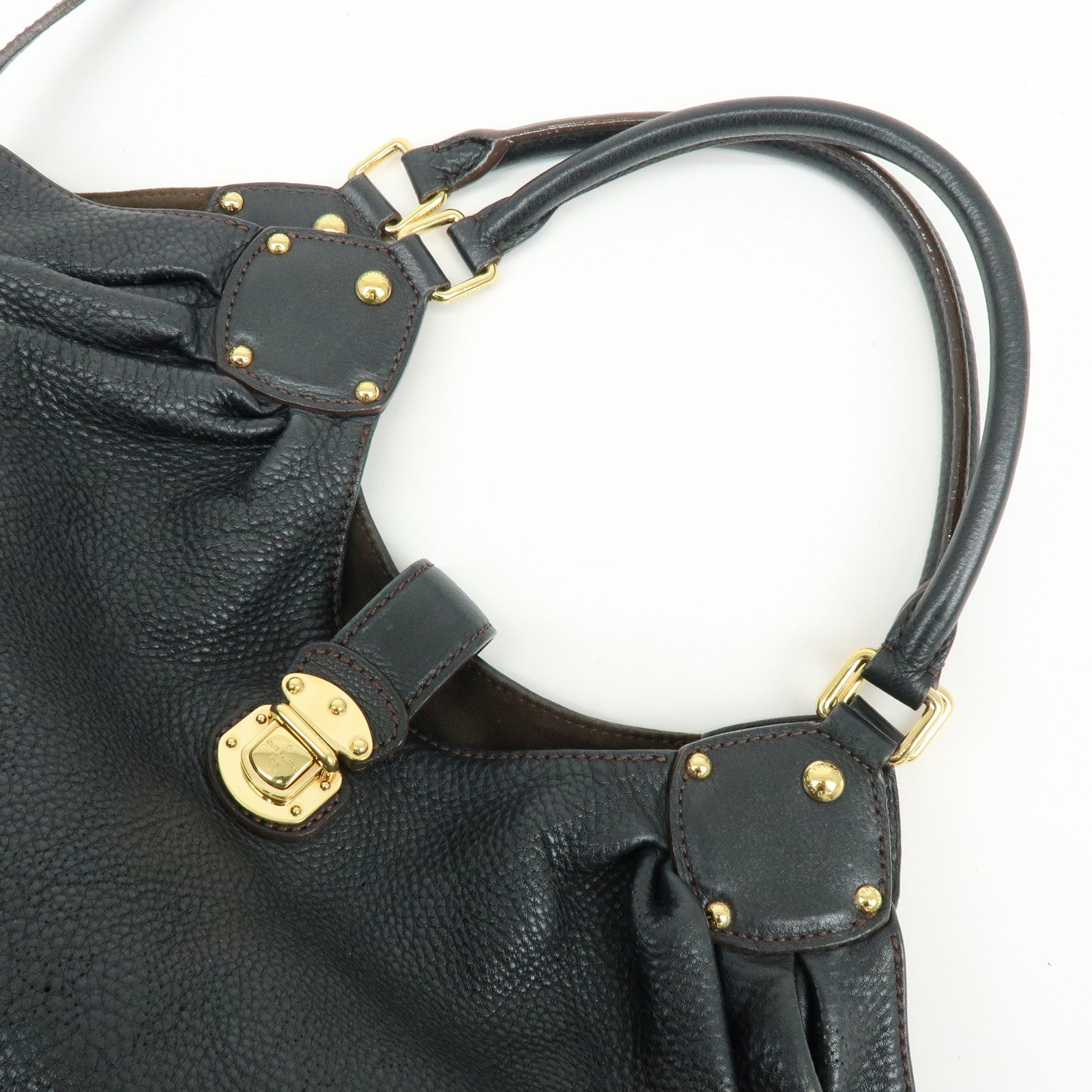 Louis Vuitton Monogram Leather Mahina L Shoulder Bag Noir M95765