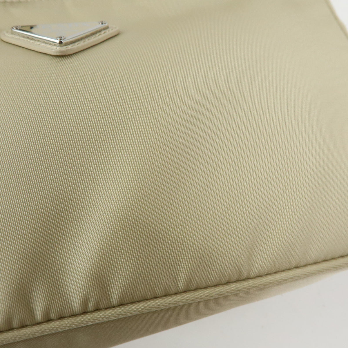 PRADA Triangle Logo Nylon Hand Bag Shoulder Bag Ivory 1NE515