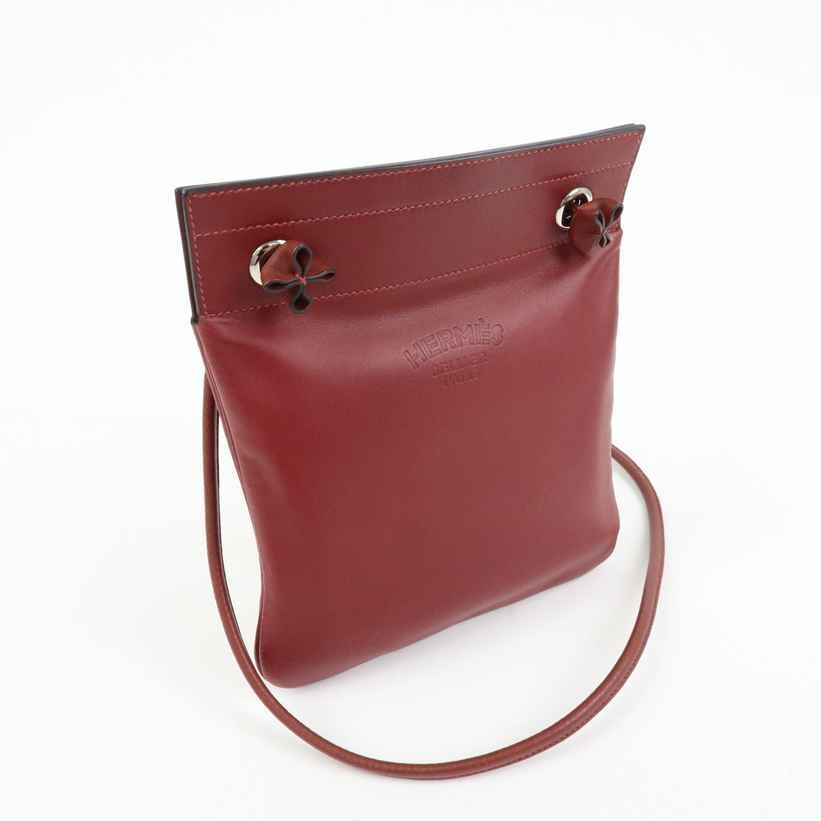 HERMES Sac Aline Mini Veau Swift Shoulder Bag C Stamped Rouge H