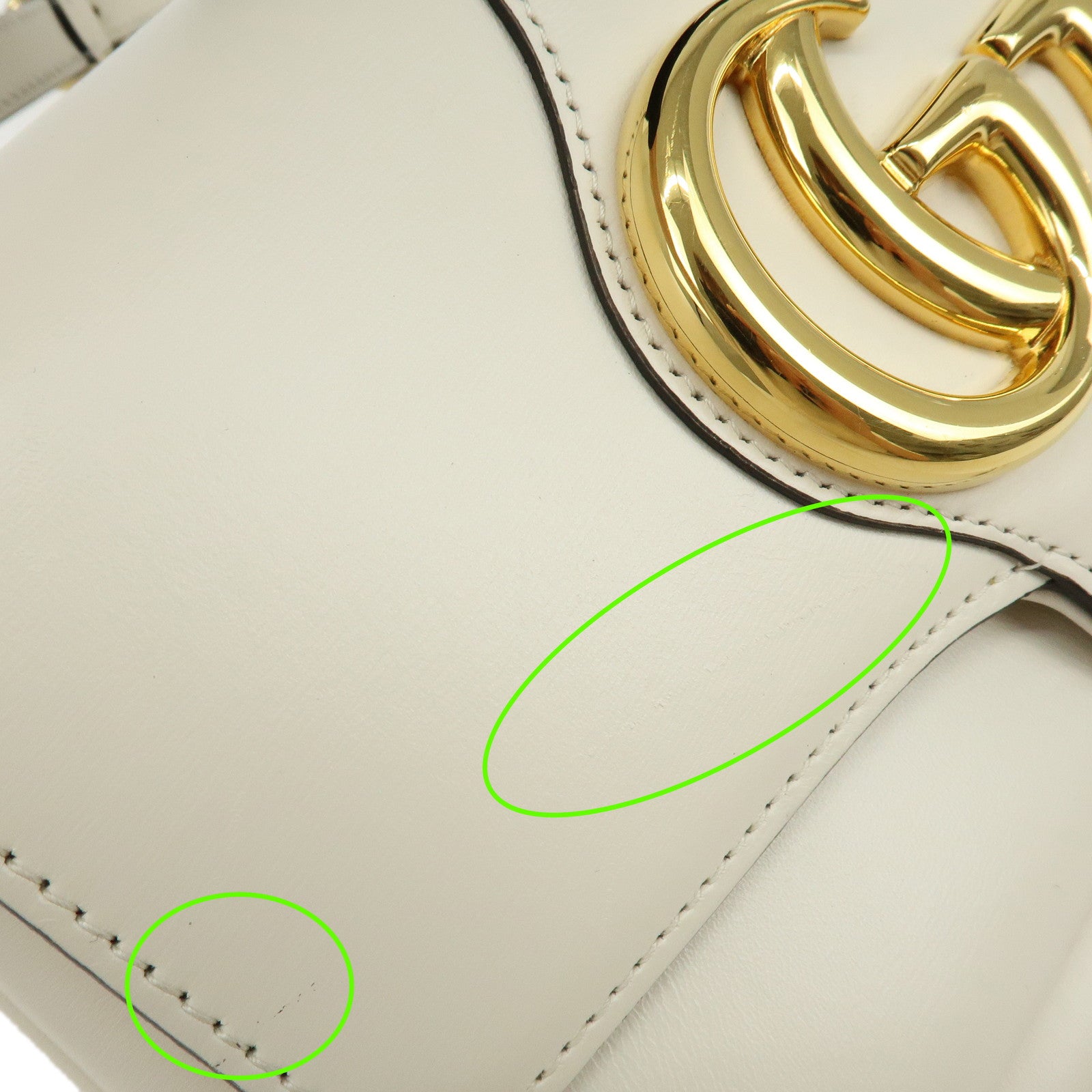 GUCCI Double G Arli Leather Shoulder Bag Crossbody Bag White 550129