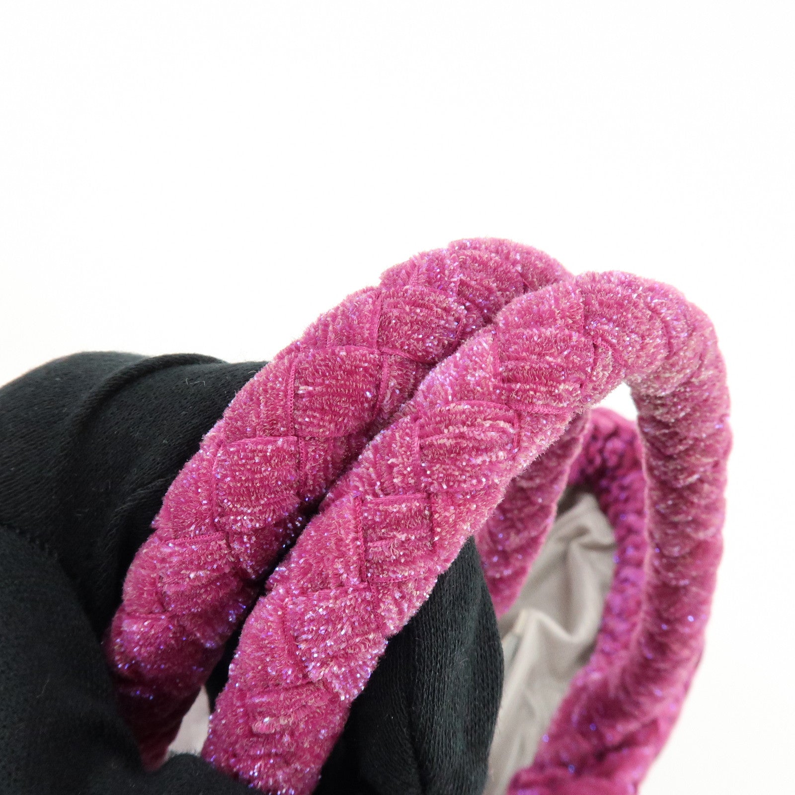 ANTEPRIMA Glitter Velour Yarn Knit Hand Bag Tote Bag Purple