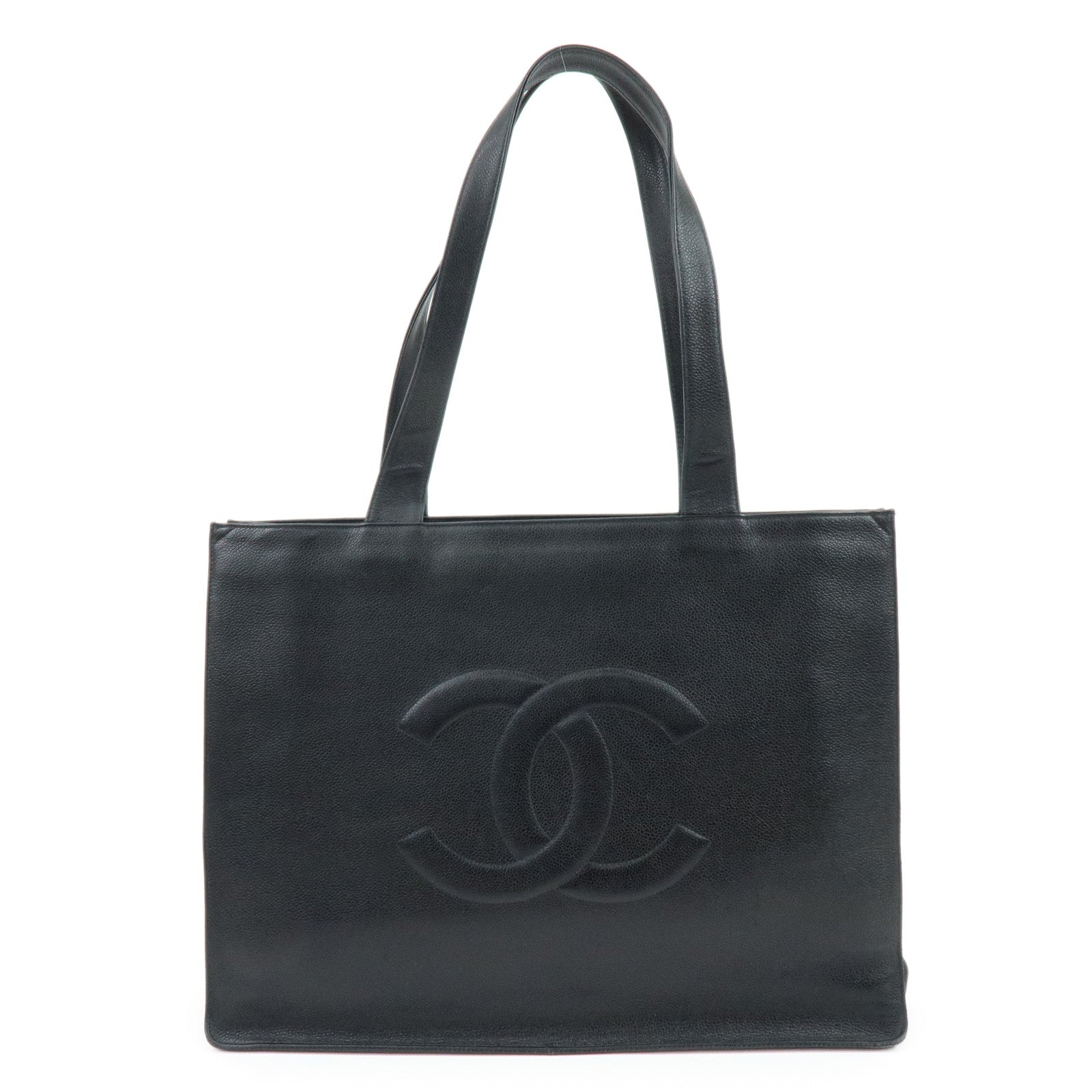 CHANEL COCO Mark Caviarskin Tote Bag Shoulder Bag Black