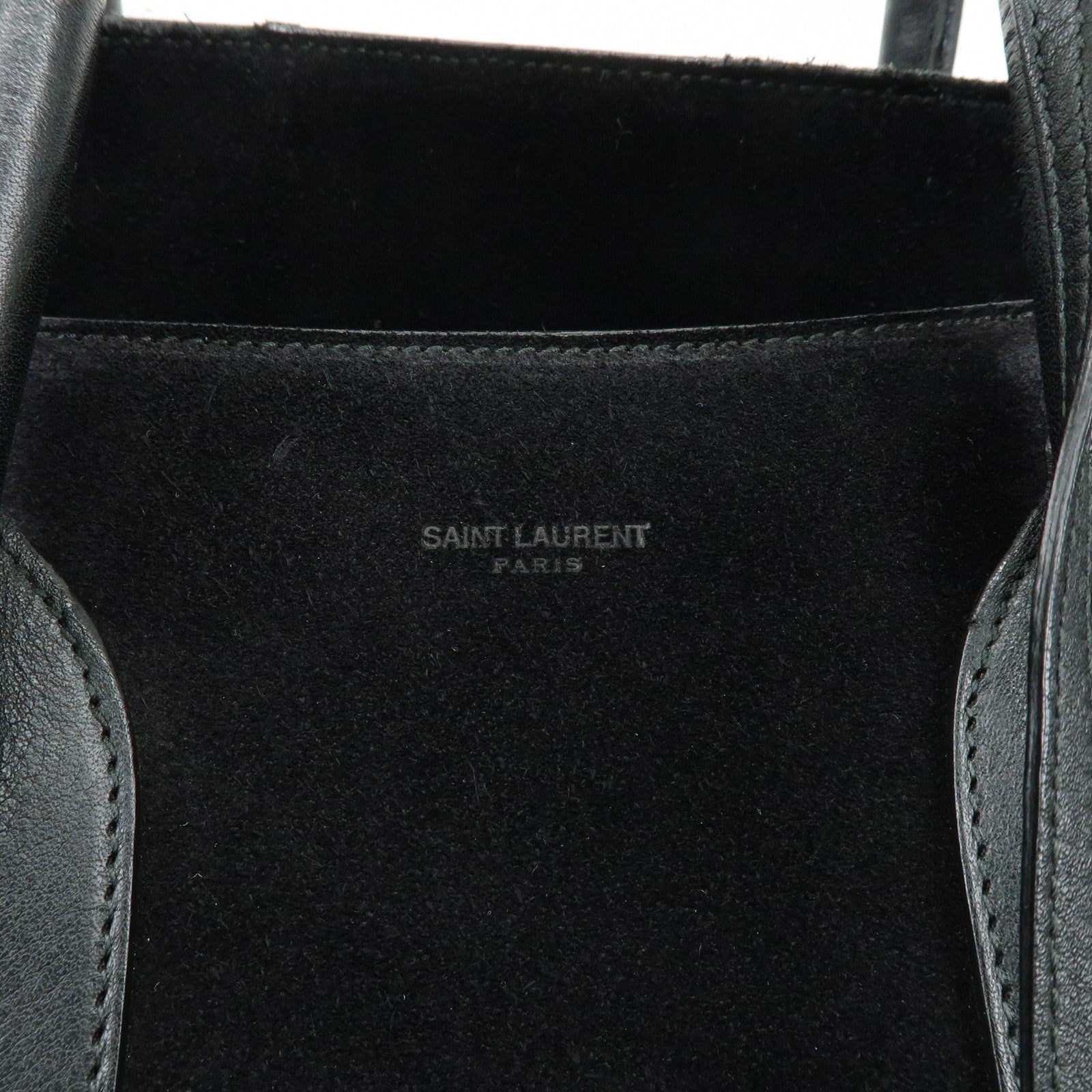SAINT LAURENT PARIS Sac de Jour Leather Suede Hand Bag Black 319910