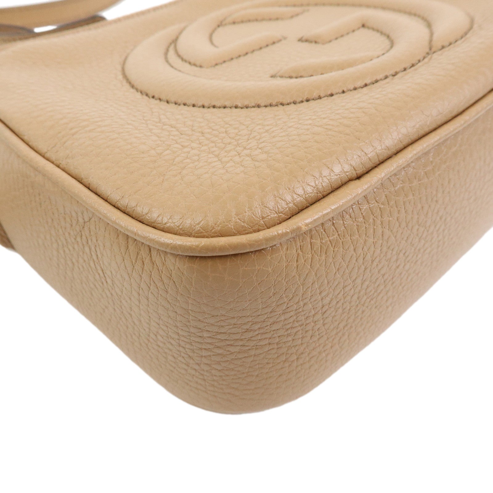 GUCCI SOHO Interlocking G Leather Small Disco Shoulder Bag Beige 308364