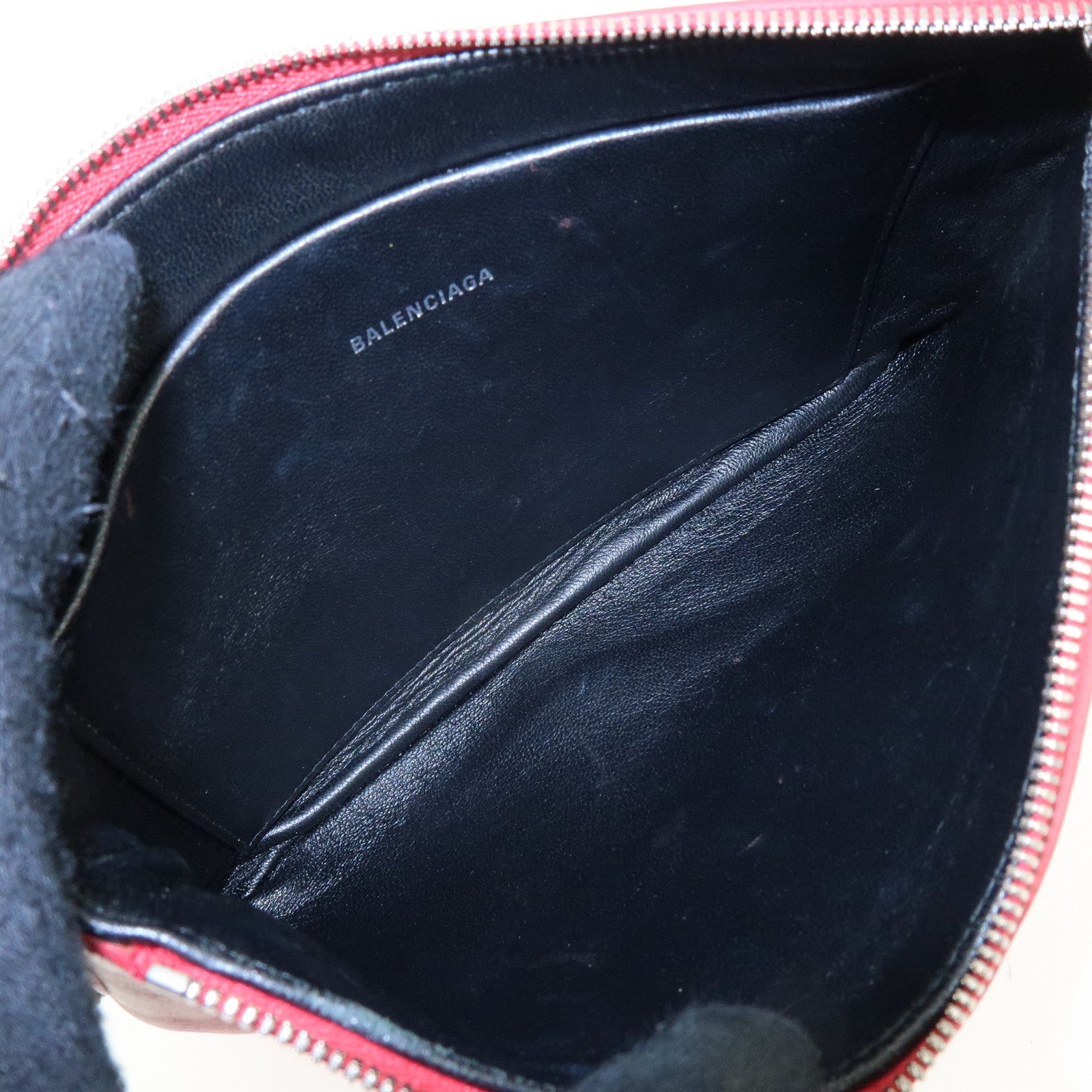 BALENCIAGA Leather Everyday Pouch Clutch Bag Flat Pouch Red 551992