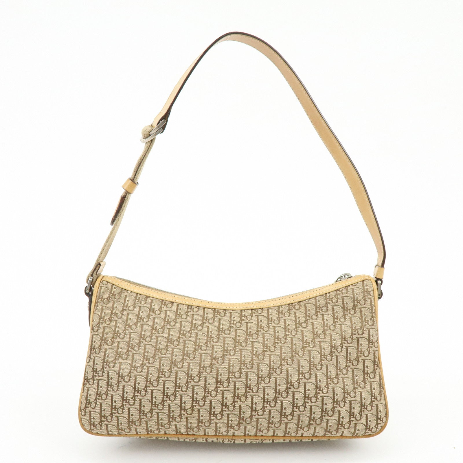 Christian Dior Street Chic Trotter Jacquard Canvas Leather Shoulder Bag