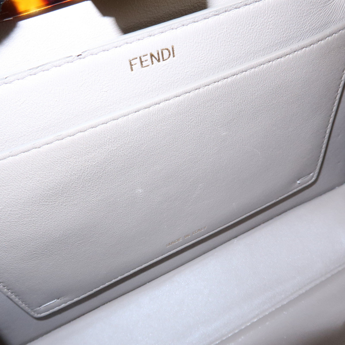 FENDI Peek a Boo ISeeU Small Leather 2Way Bag Hand Bag Greige 8BN327