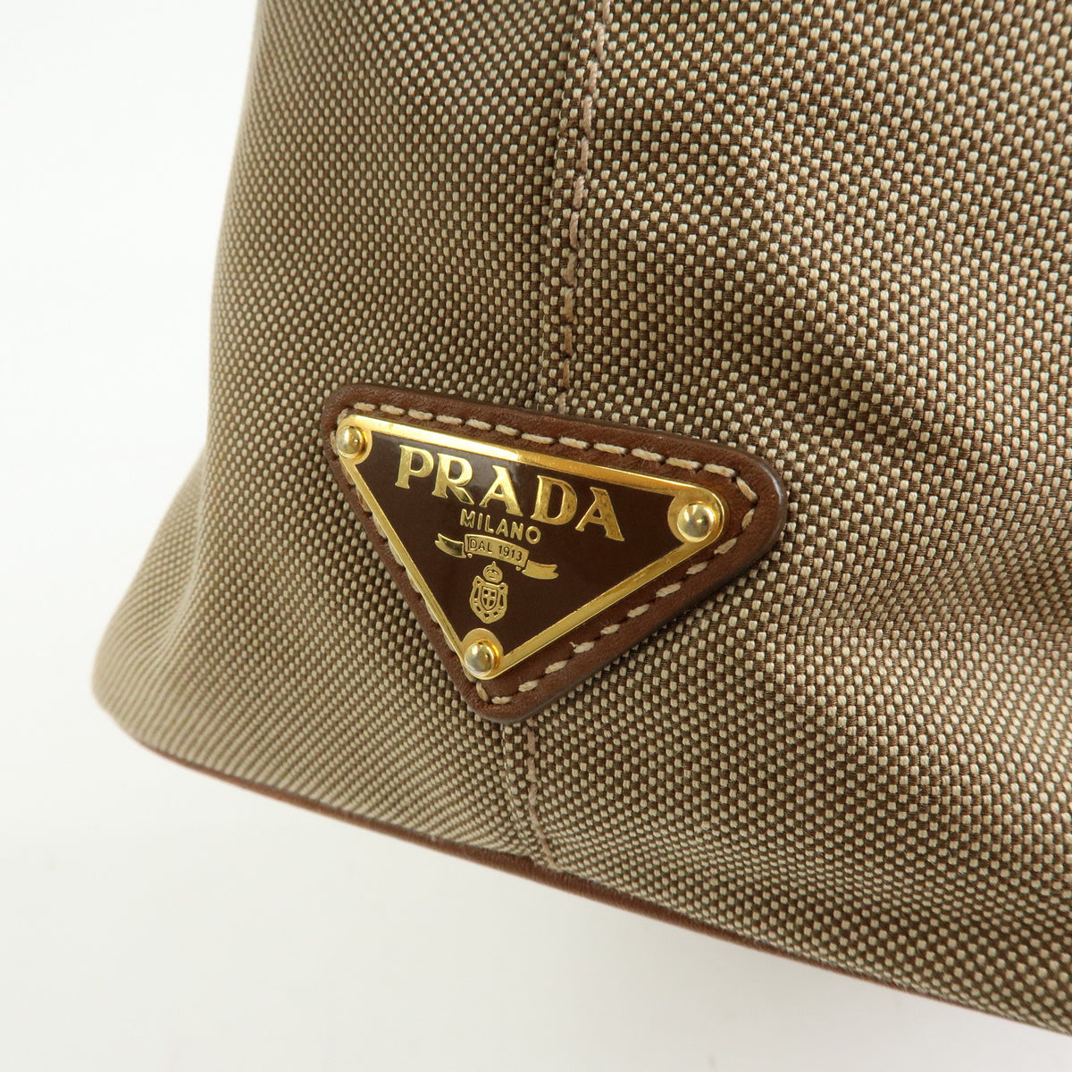 PRADA Triangle Logo Jacquard Canvas Leather 2Way Bag Tote Bag BN1841