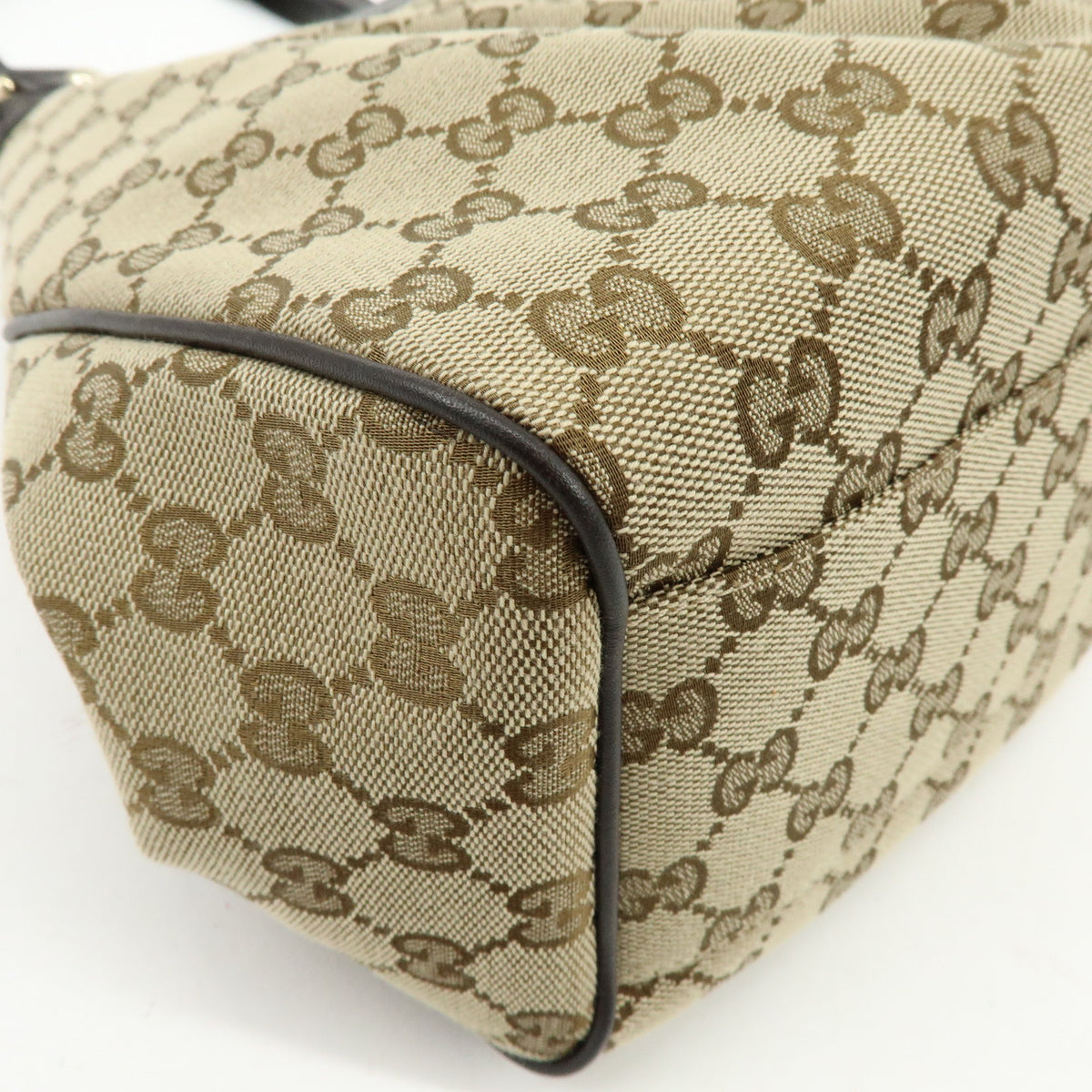 GUCCI GG Canvas Leather Hand Bag Shoulder Bag Toe Bag Brown 388919