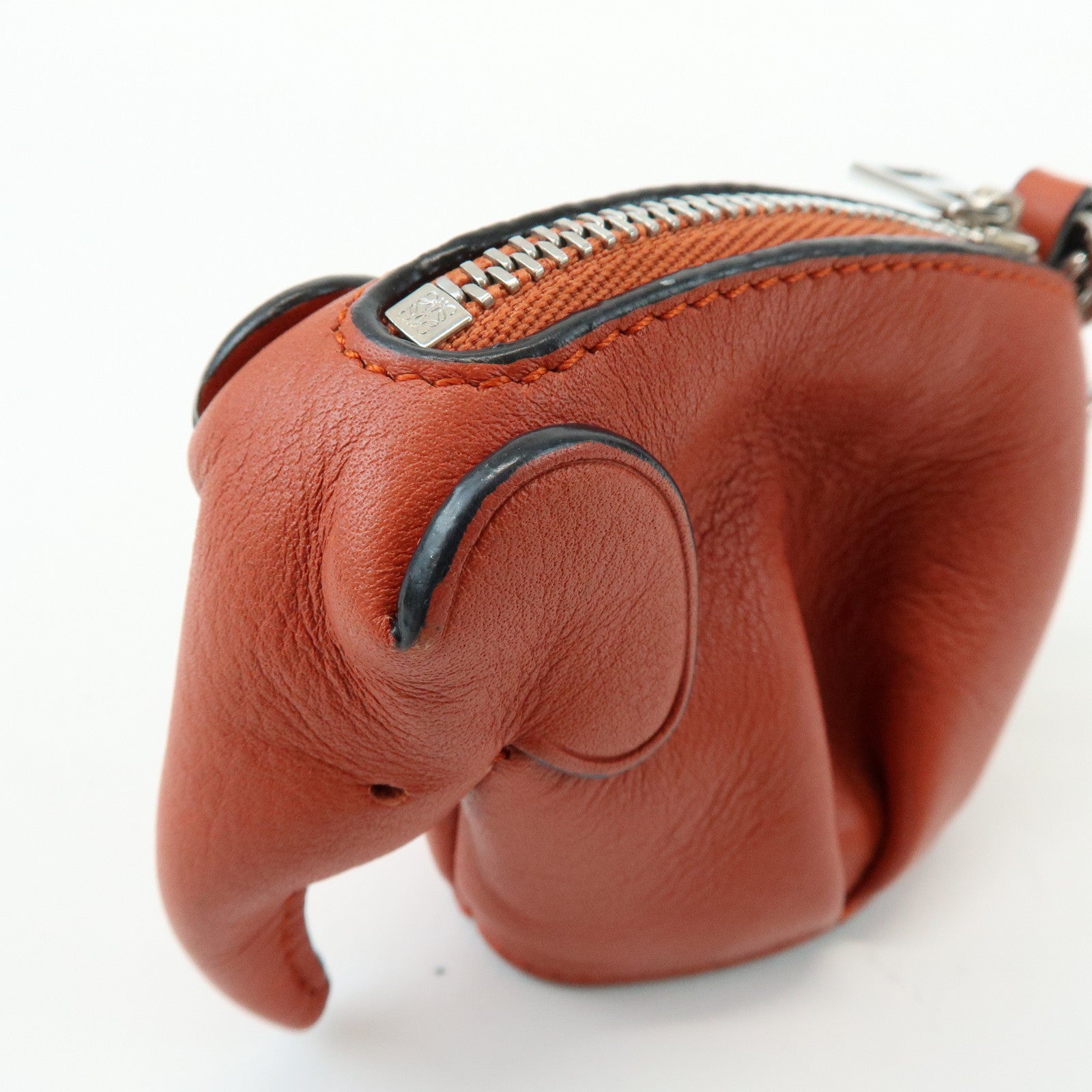 LOEWE Animal Collection Leather Elephant Coin Purse  Orange