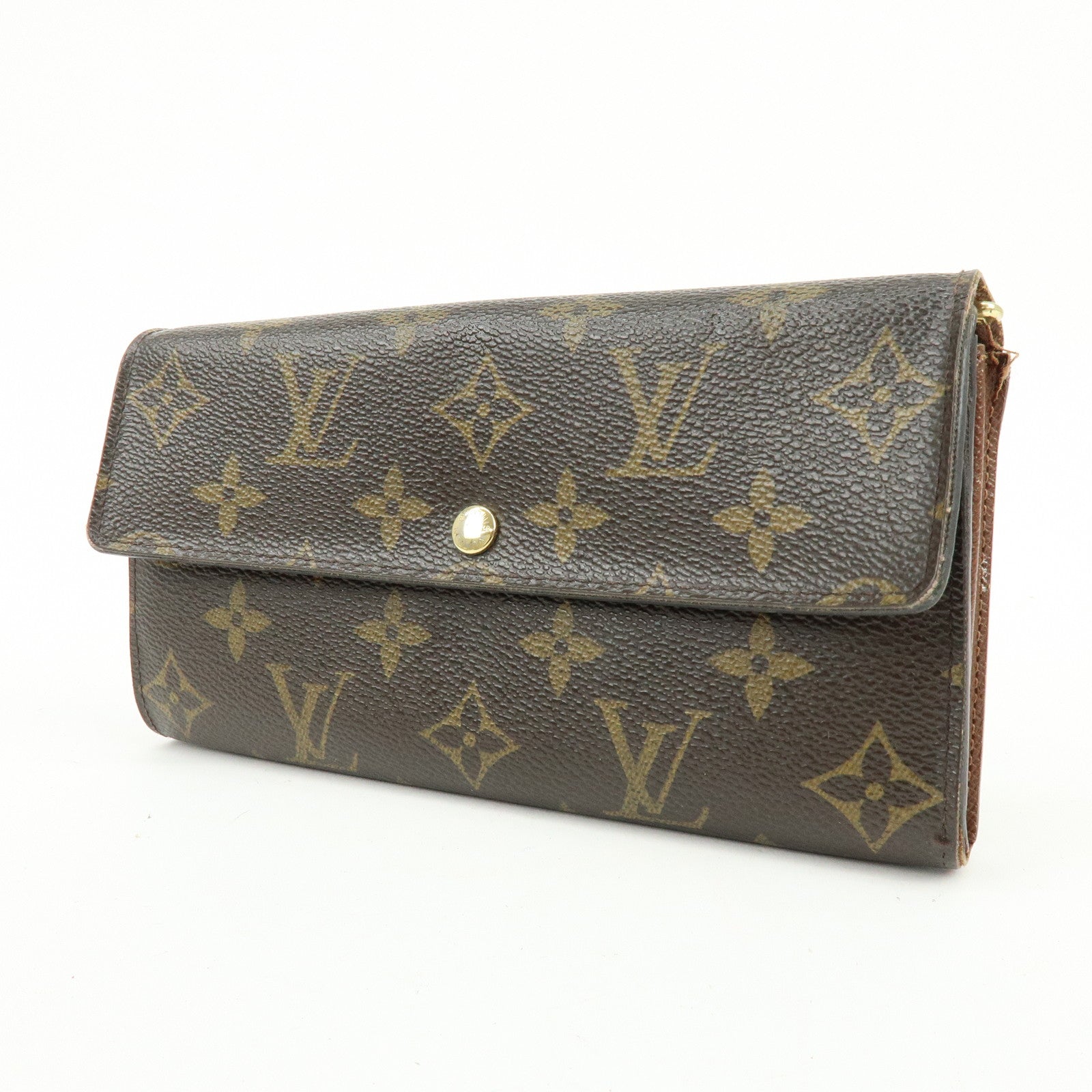 Louis Vuitton Monogram Canvas Compact Lot of 2 Wallet Long Wallet Brown