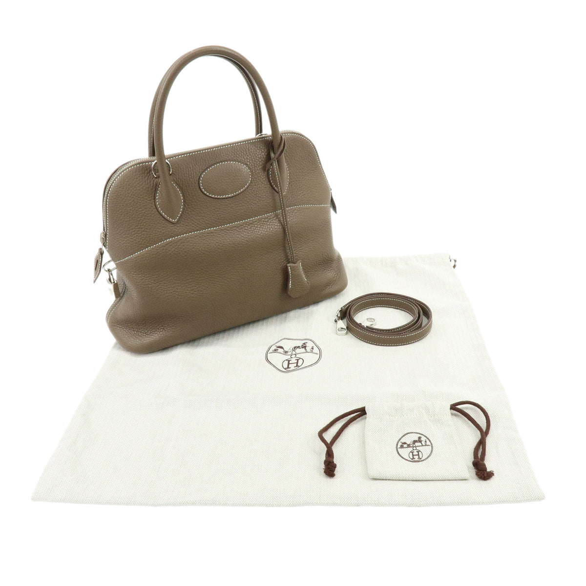 HERMES Blolide 31 Taurillon Clemence 2Way Bag Hand Bag C Stamped Etoupe