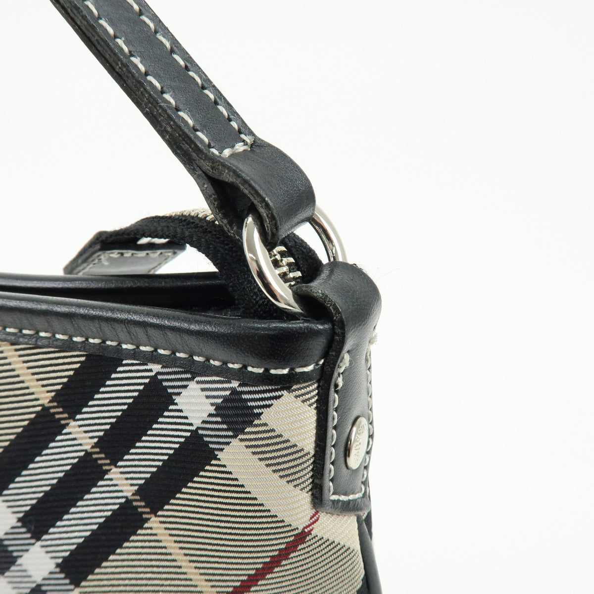 BURBERRY Blue Label Nova Plaid Canvas Leather Shoulder Bag Beige Black