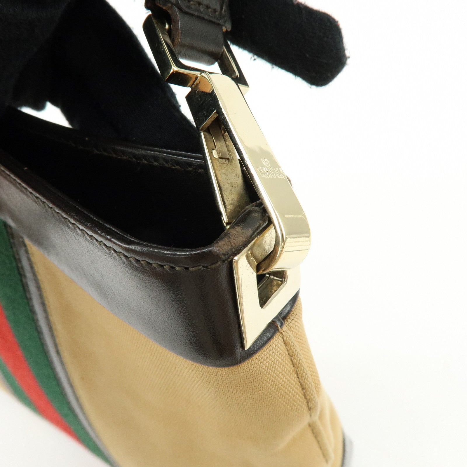 GUCCI Sherry Canvas Leather Shoulder Bag Beige Brown 001・4231
