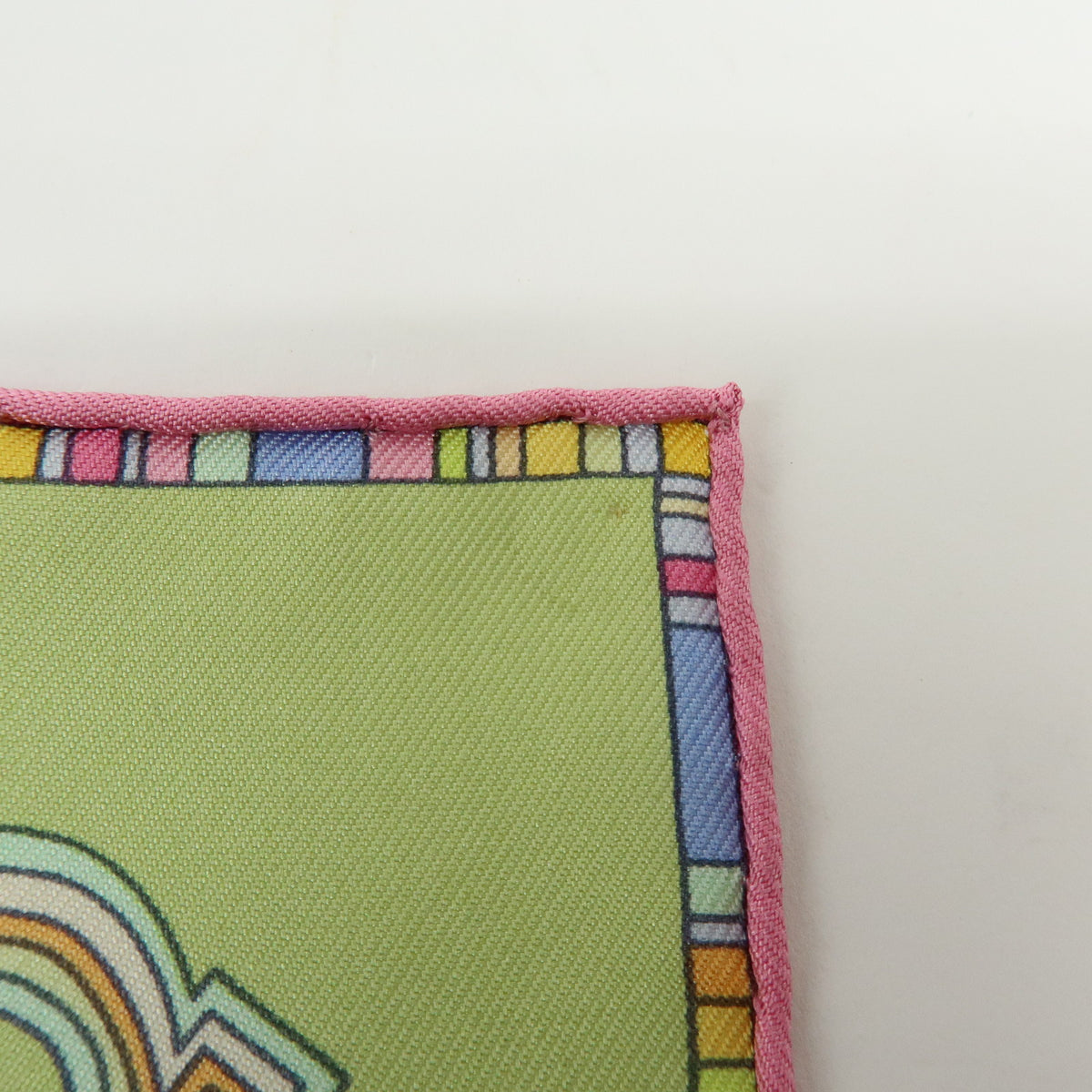 HERMES Carre Gavroche 45 Silk 100% Scarf Tohu-Bohu Light Green Pink