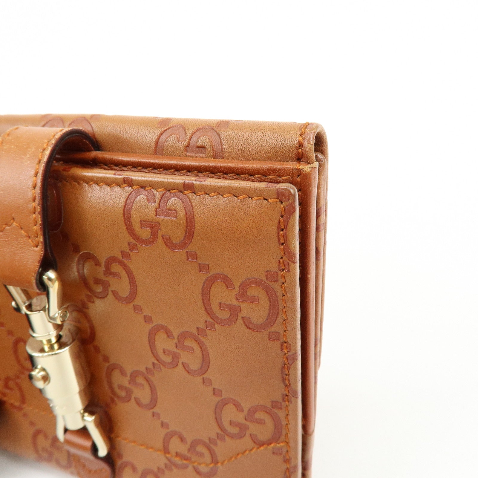 GUCCI New Jackie Guccissima Leather Compact Wallet Brown 141435