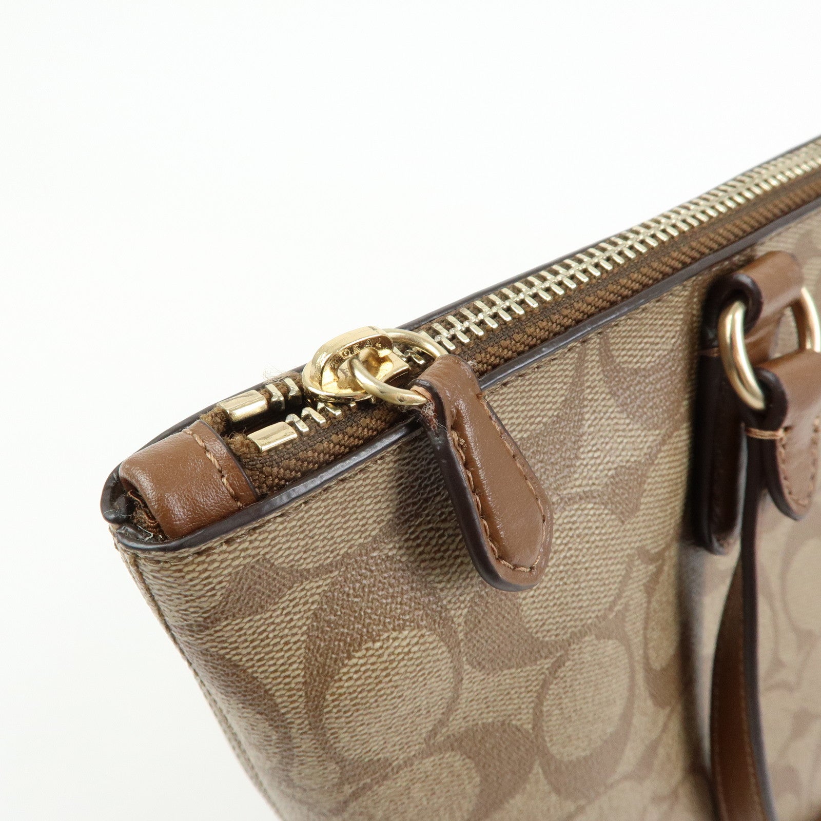 COACH Signature PVC Leather Tote Bag Hand Bag Brown F29208