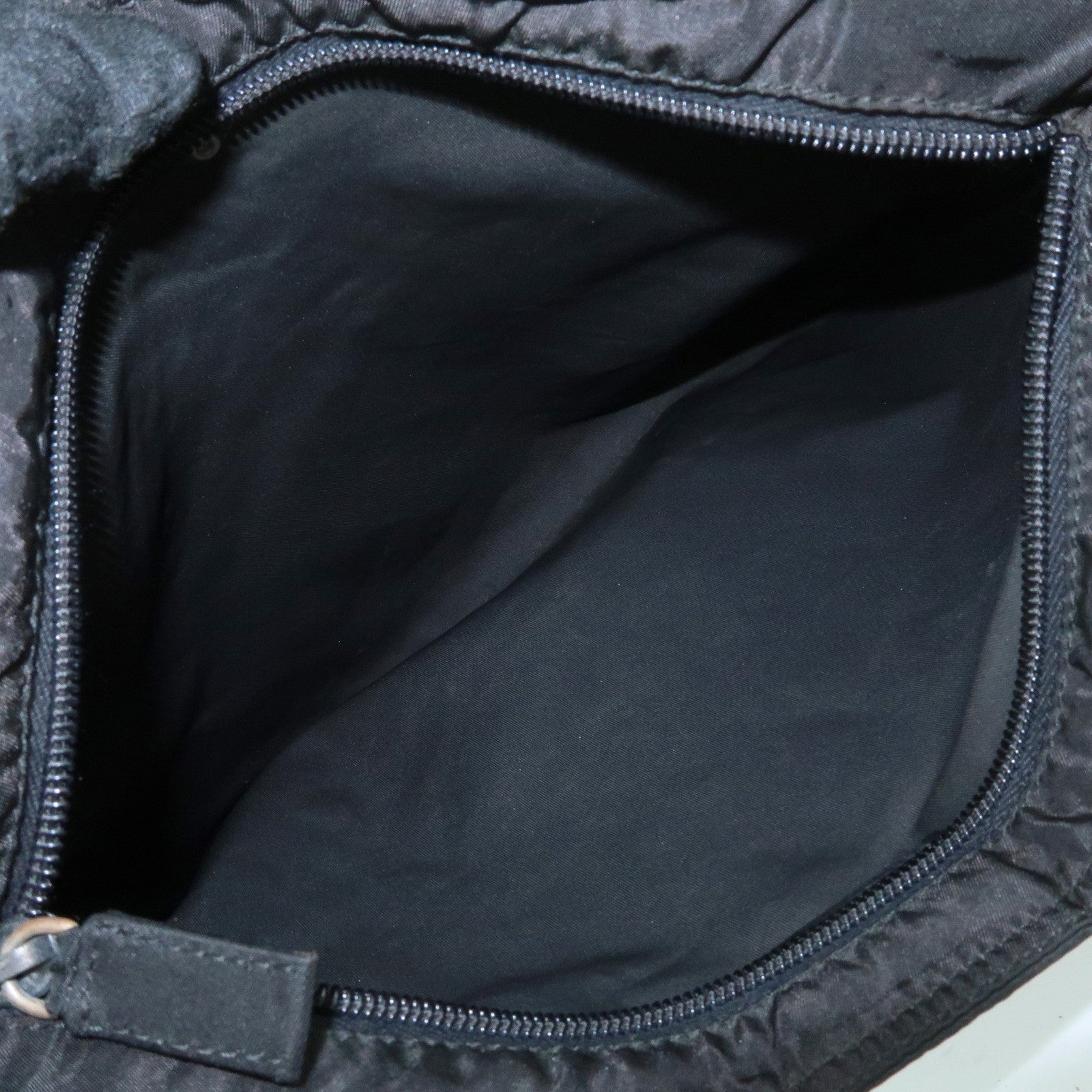PRADA Triangle Logo Nylon Leather Shoulder Bag Crossbody Bag Black