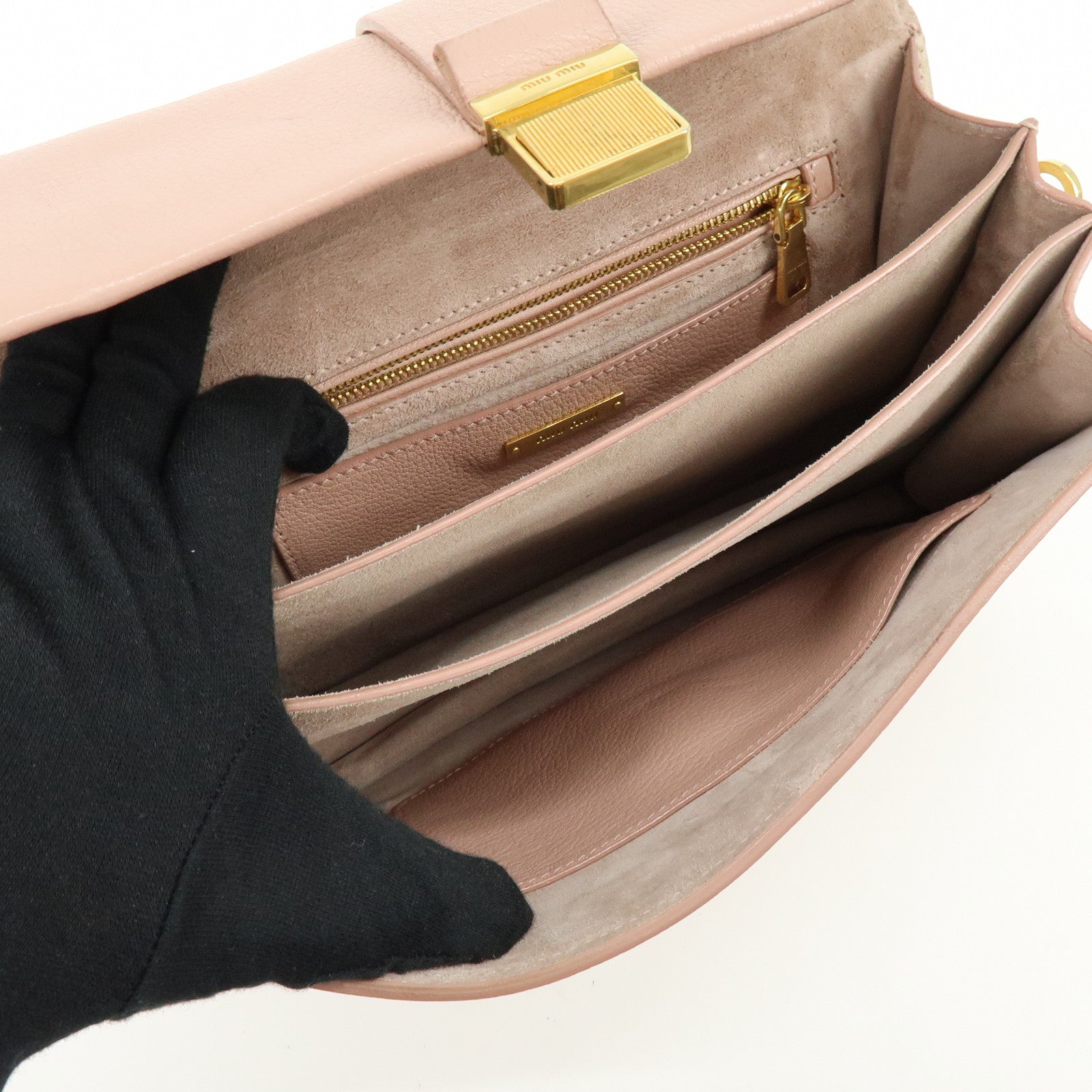 MIU MIU Madras Leather 2Way Bag Shoulder Bag Bi-Color Light Pink