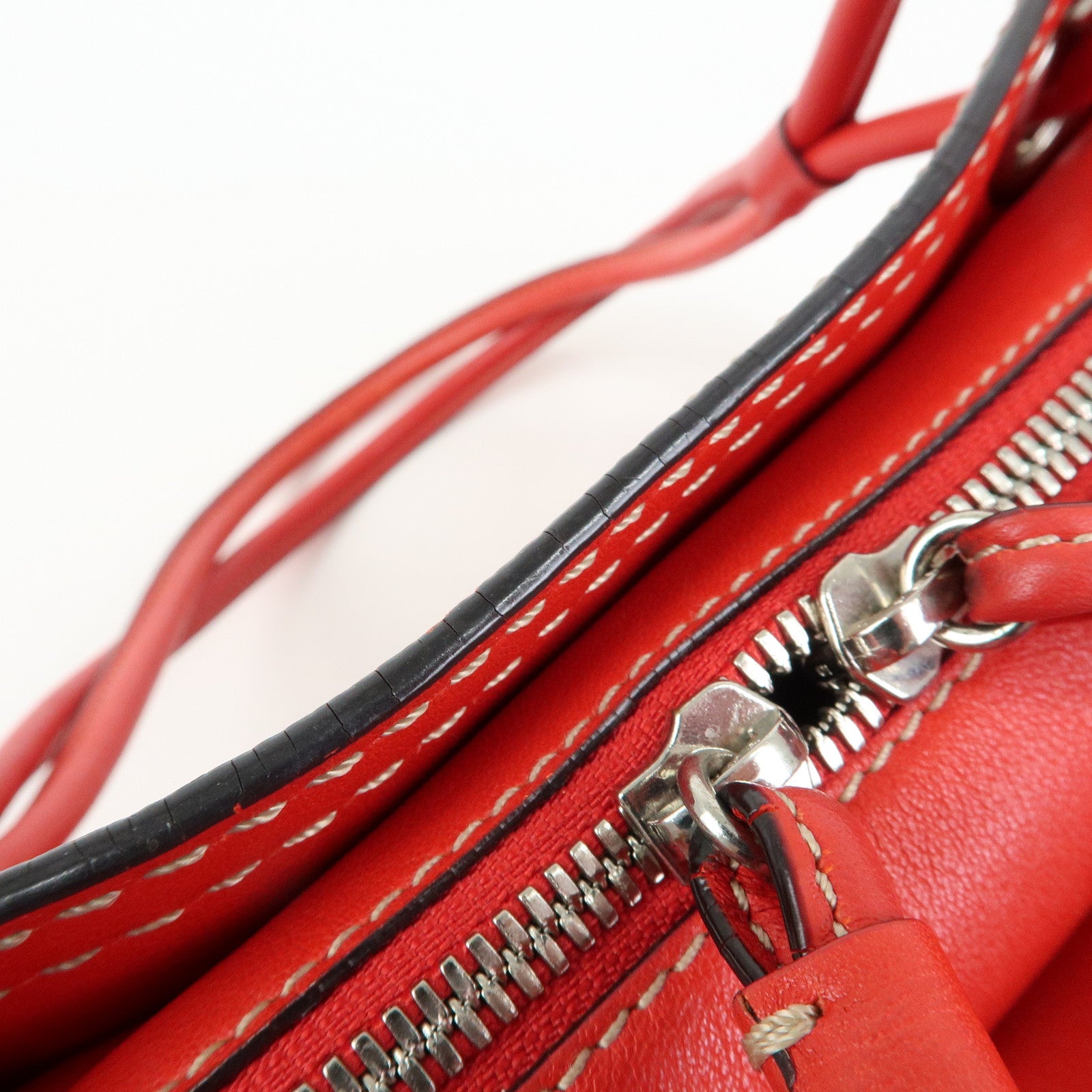 LOEWE Anagram Leather Tote Bag Hand Bag Shoulder Bag Red