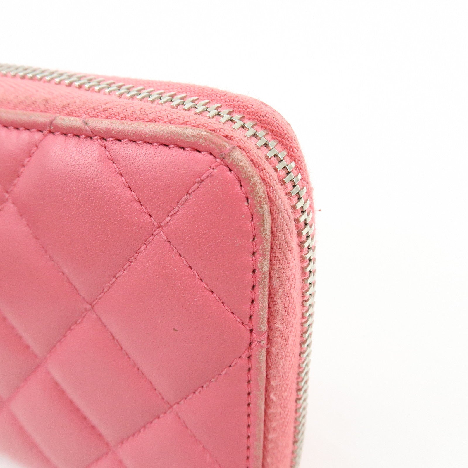 CHANEL COCO Mark Matelasse Lamb Skin Patent Leather Long Zip Wallet