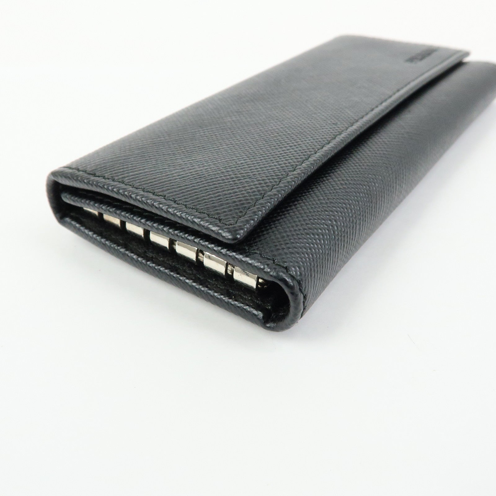 PRADA Saffiano Leather 6 Rings Key Case Key Holder Black