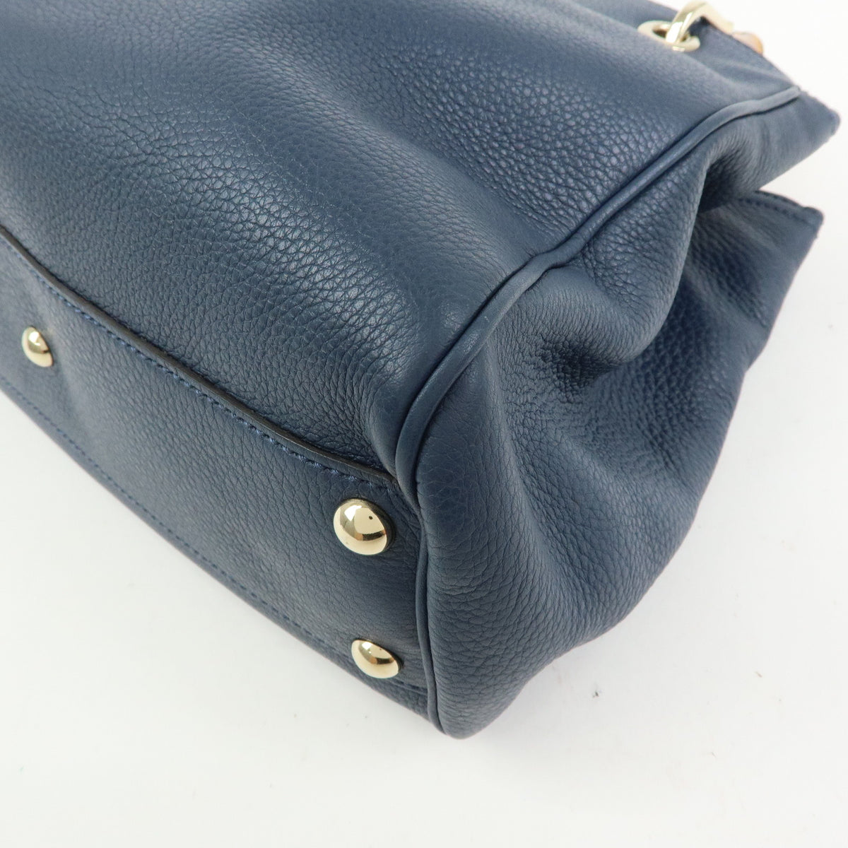 GUCCI Bamboo Leather 2Way Bag Hand Bag  Shoulder Bag Blue 336032