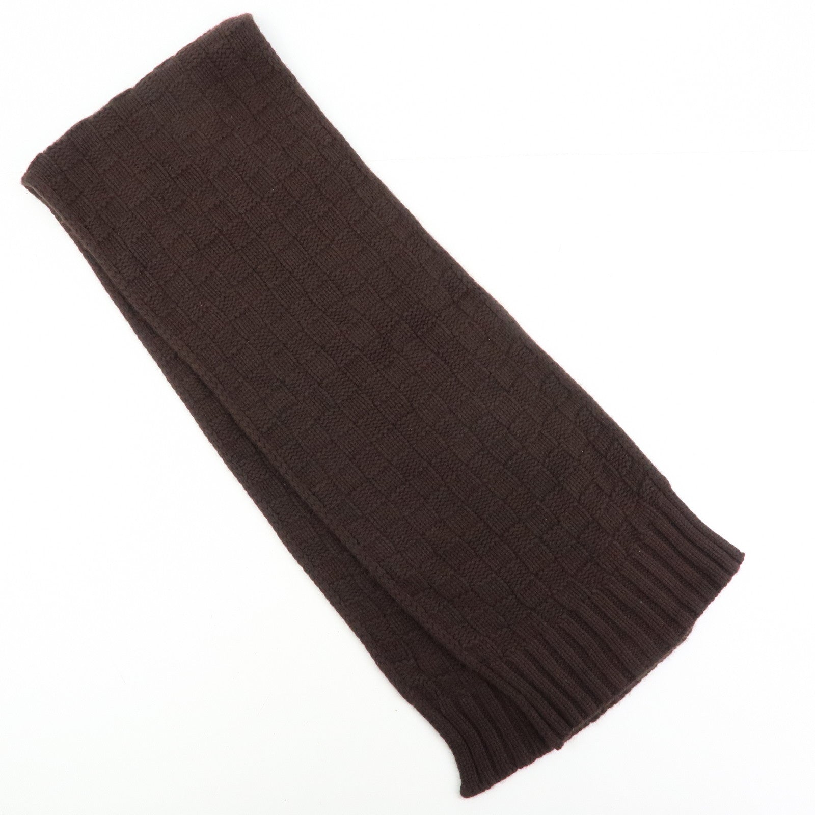 Louis Vuitton Damier Echarpe Helsinki Cashmere 100% Scarf Dark Brown