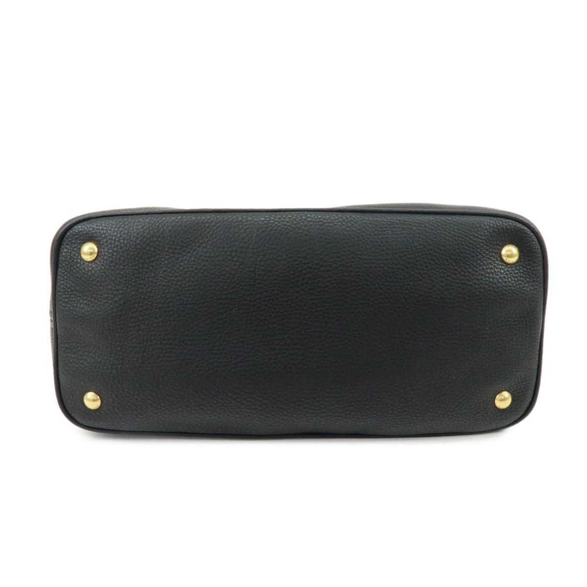 PRADA Logo Leather Shoulder Bag Hand Bag Tote Bag Black