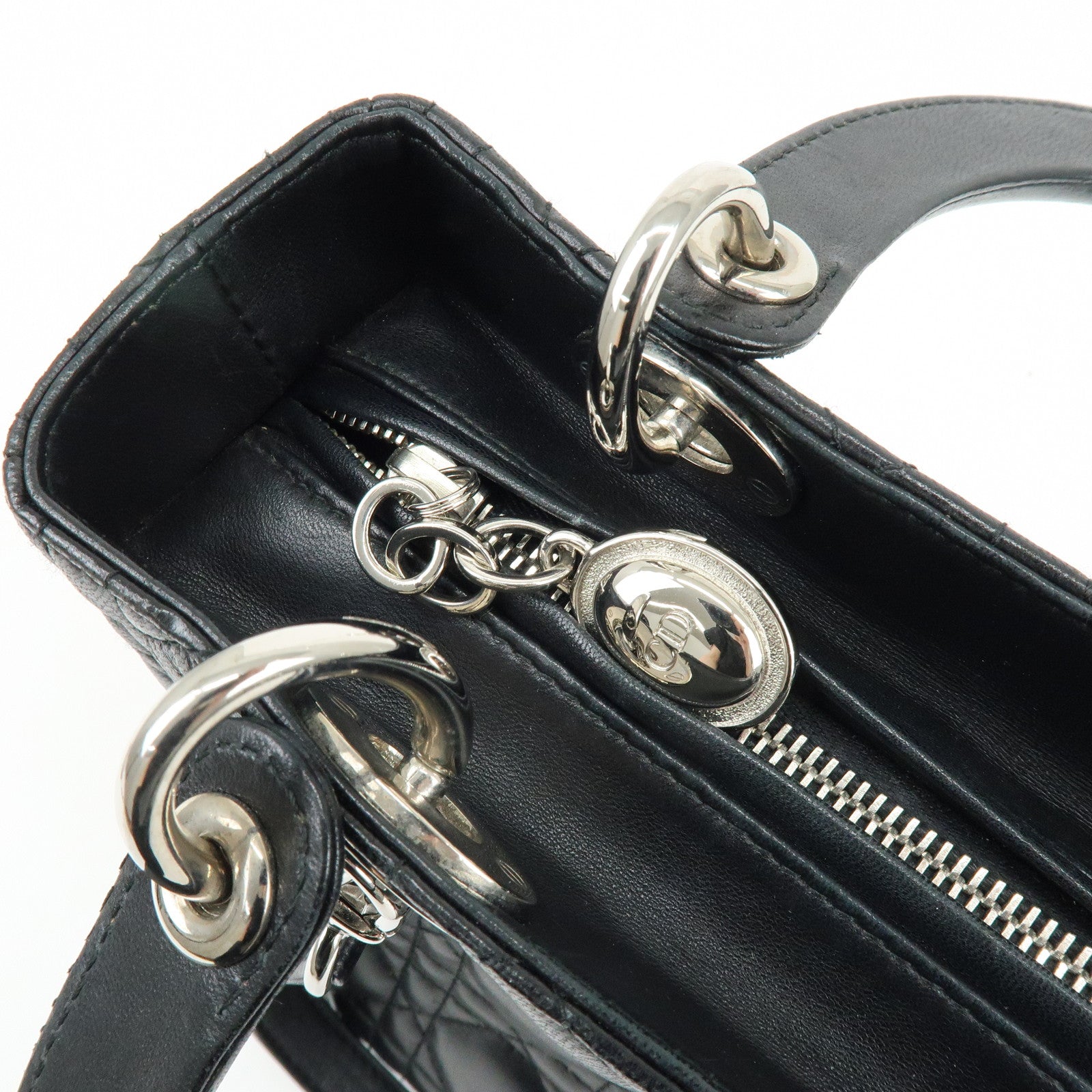 Christian Dior Lady Dior Cannage Leather 2Way Hand Shoulder Bag Black