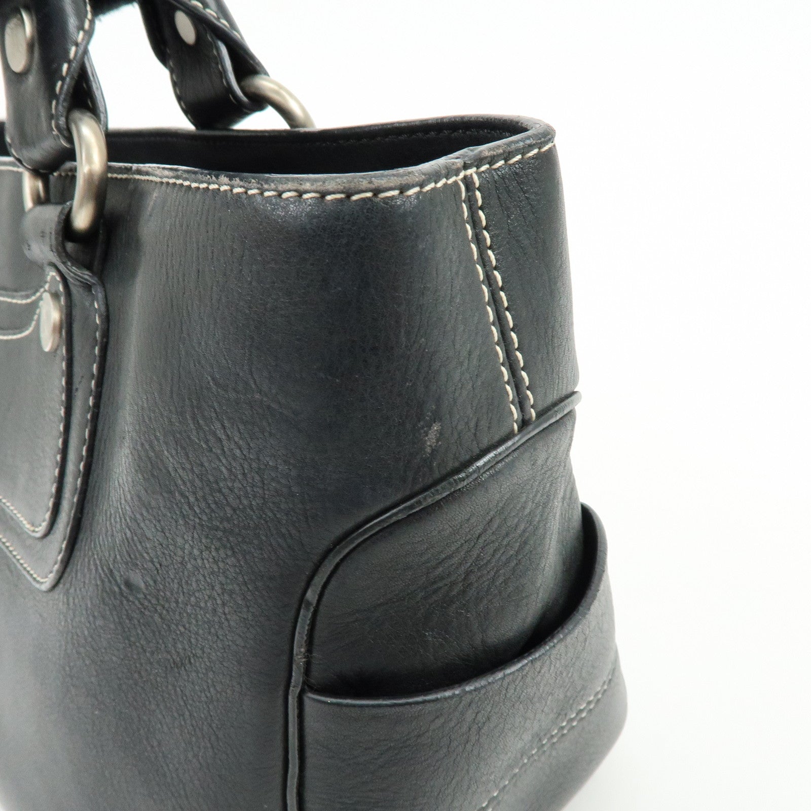 CELINE Macadam Boogie Bag Leather Hand Bag Tote Bag Black