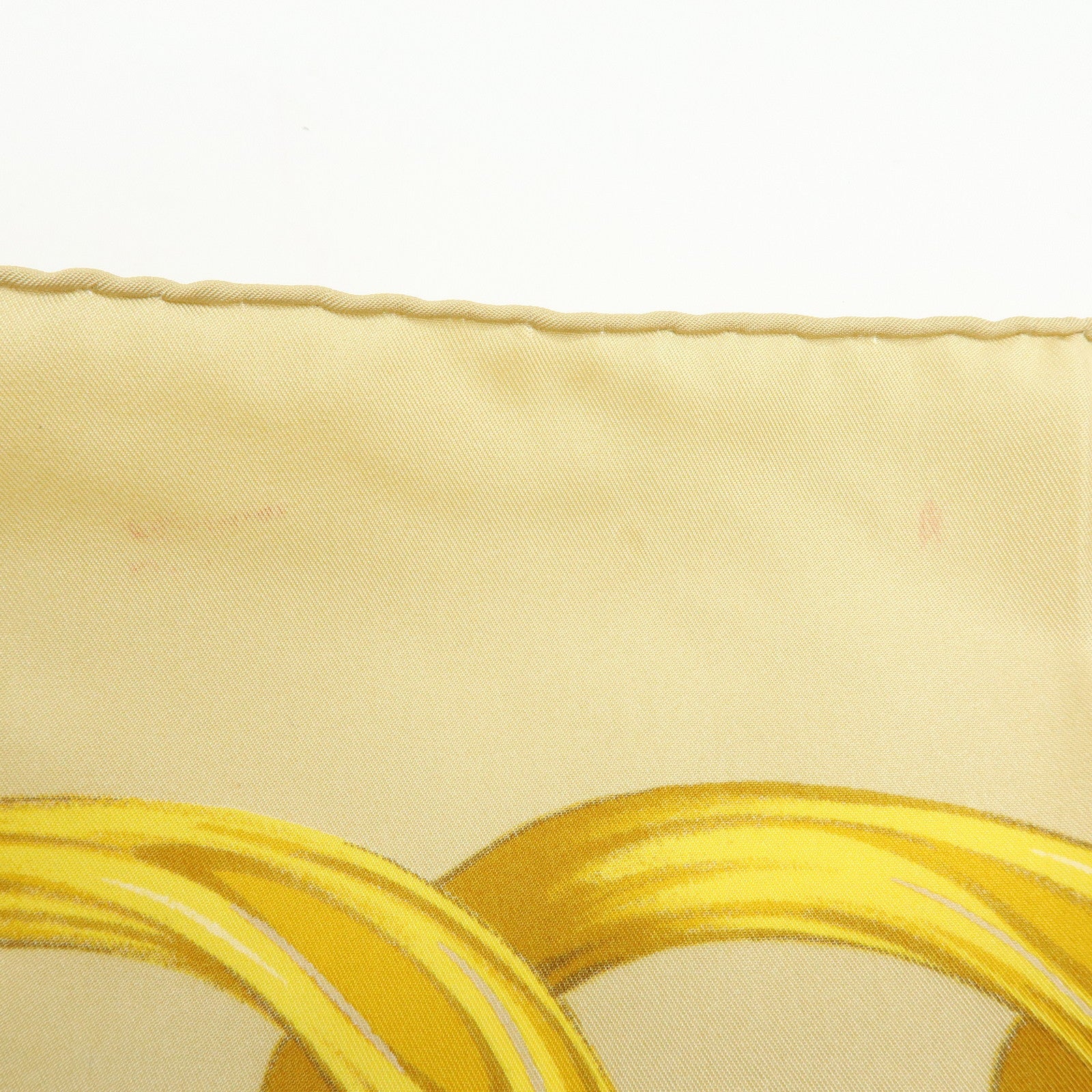 CHANEL Silk 100% Scarf Gold Chian Motif Beige Gold