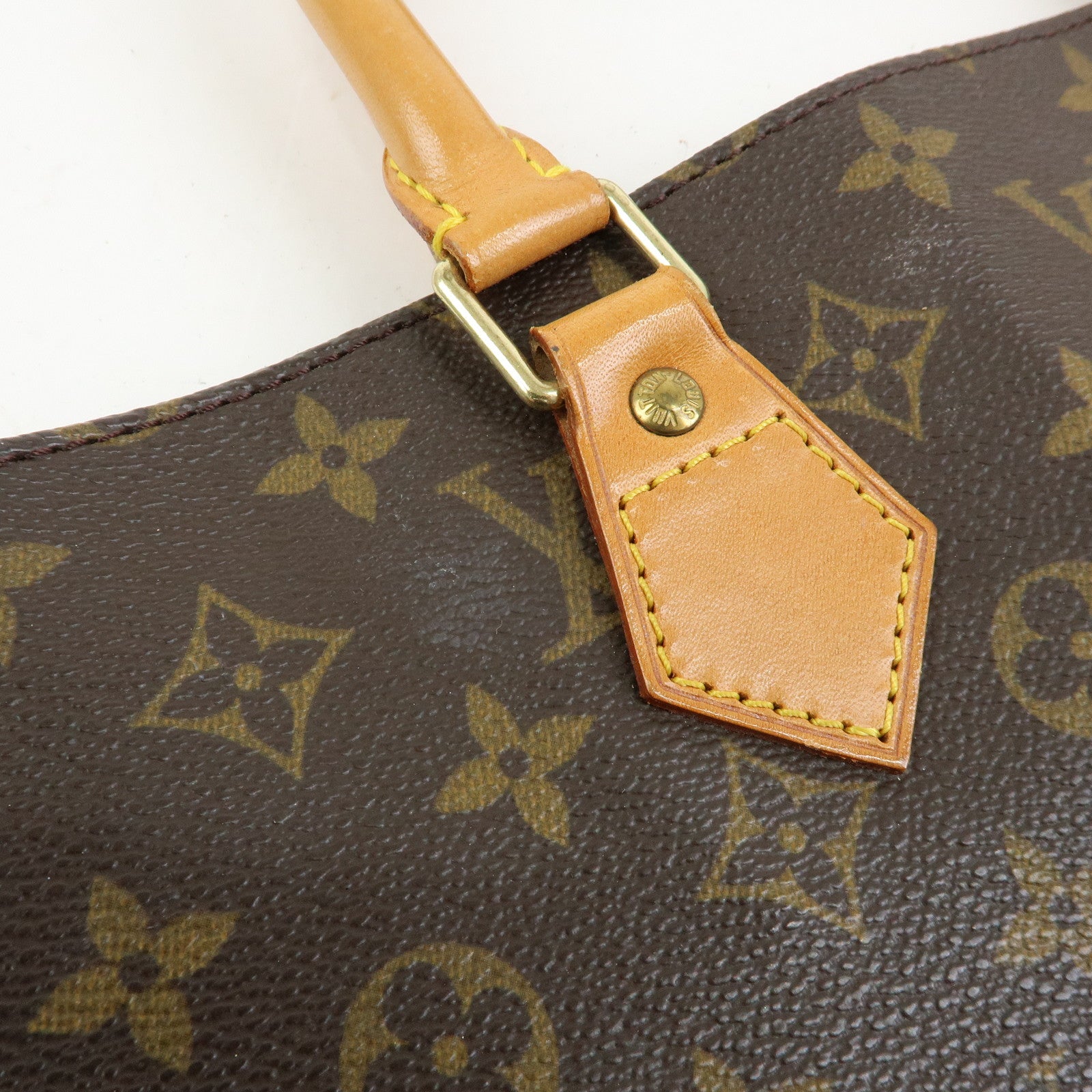Louis Vuitton Monogram Sac Plat Tote Bag Hand Bag Brown M51140