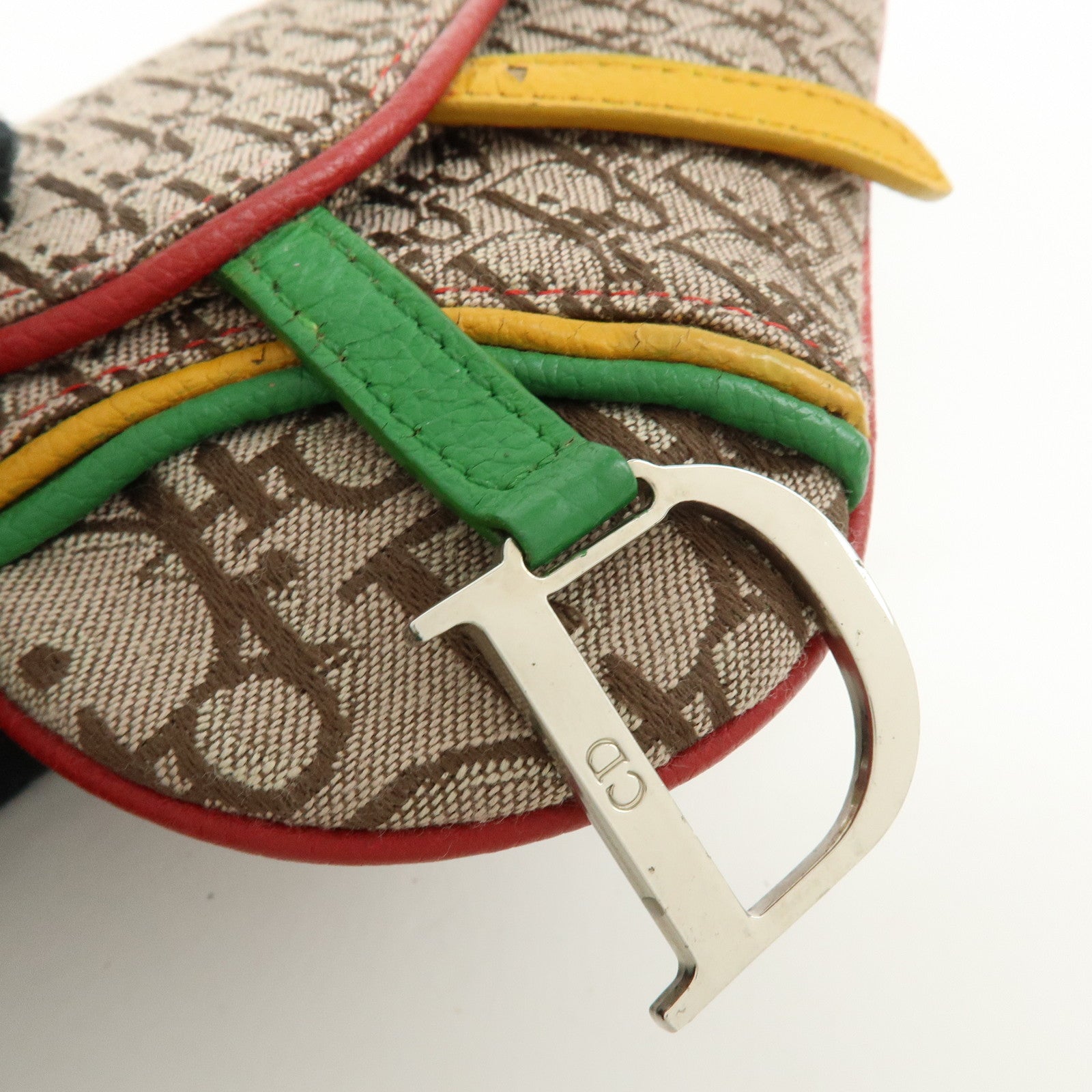 Christian Dior Trotter Saddle Rasta Canvas Leather Waist Bag Beige
