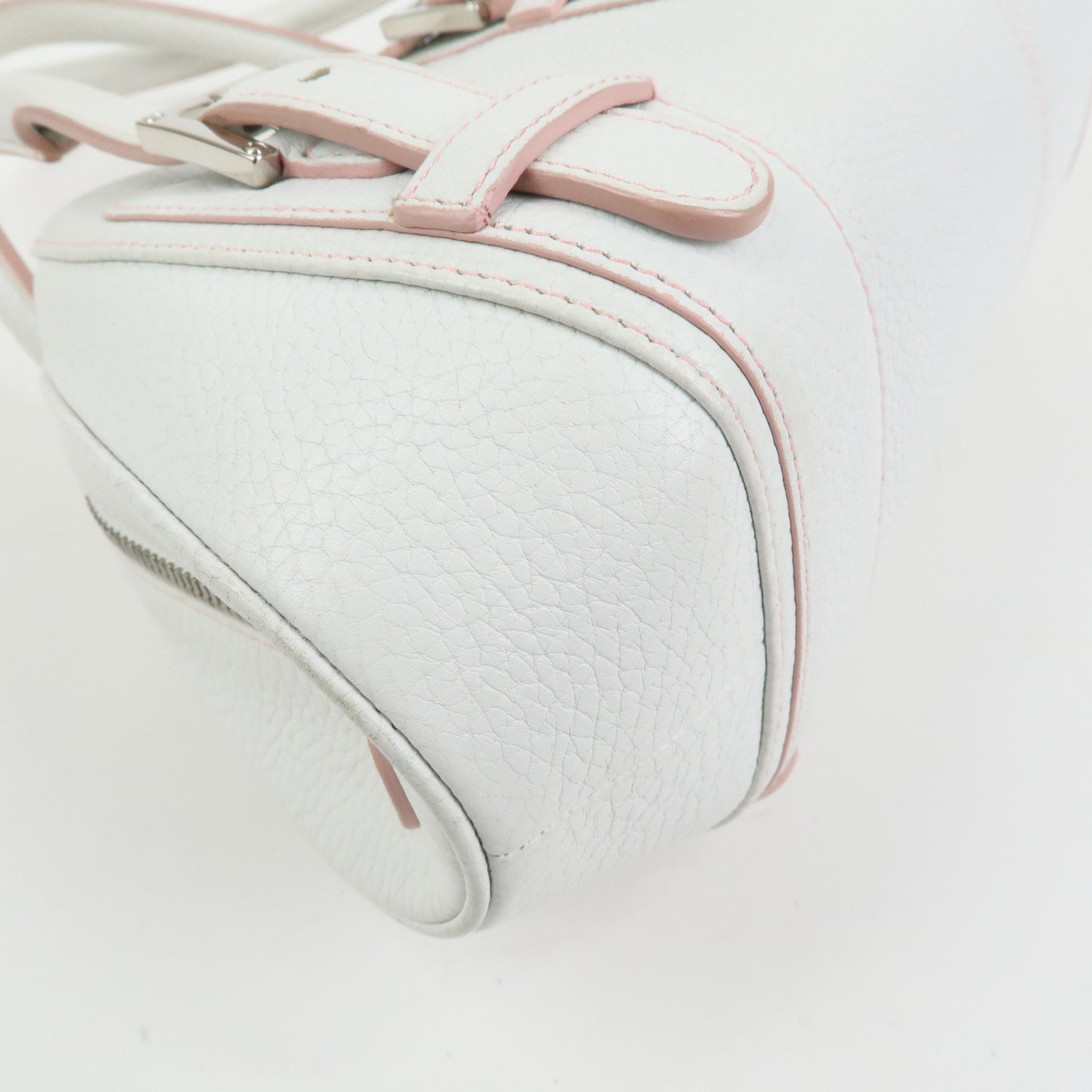 LOEWE Senda Leather Boston Bag Hand Bag White