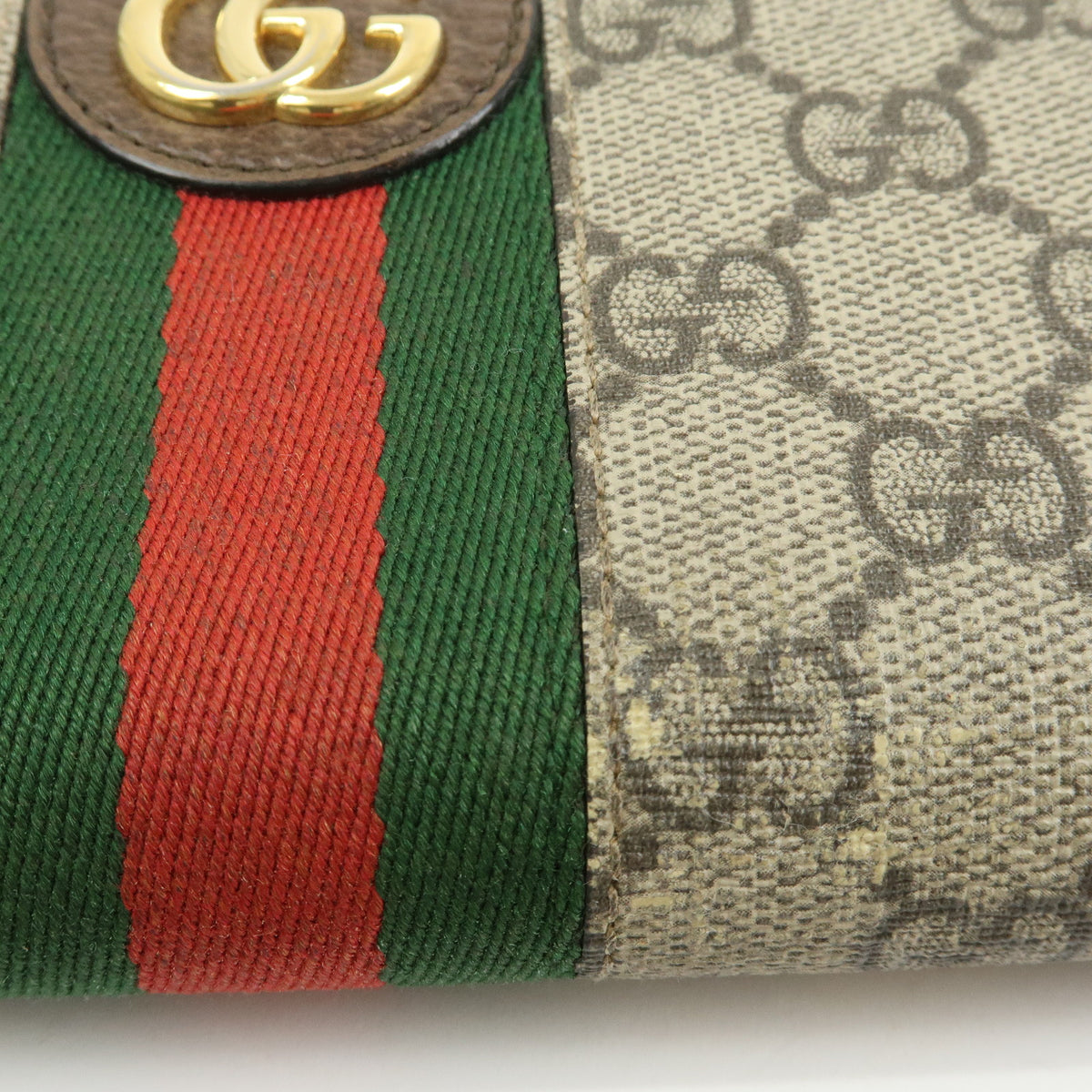 GUCCI Ophidia Sherry GG Supreme Leather Round Zippy Wallet 523154