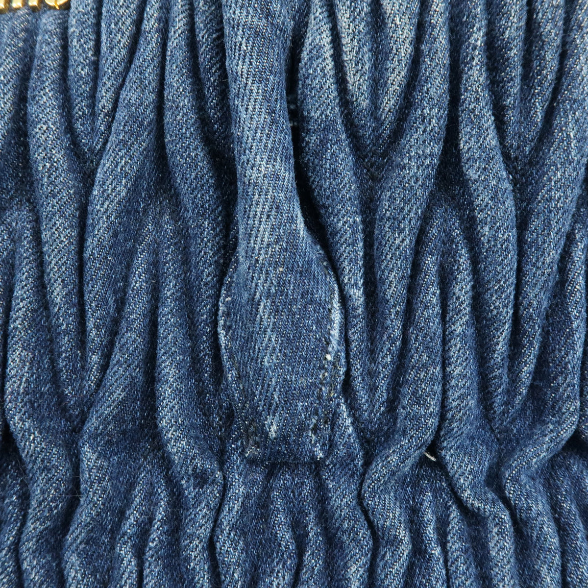 MIU MIU Logo Matelasse Denim Shoulder Bag Tote Bag Blue