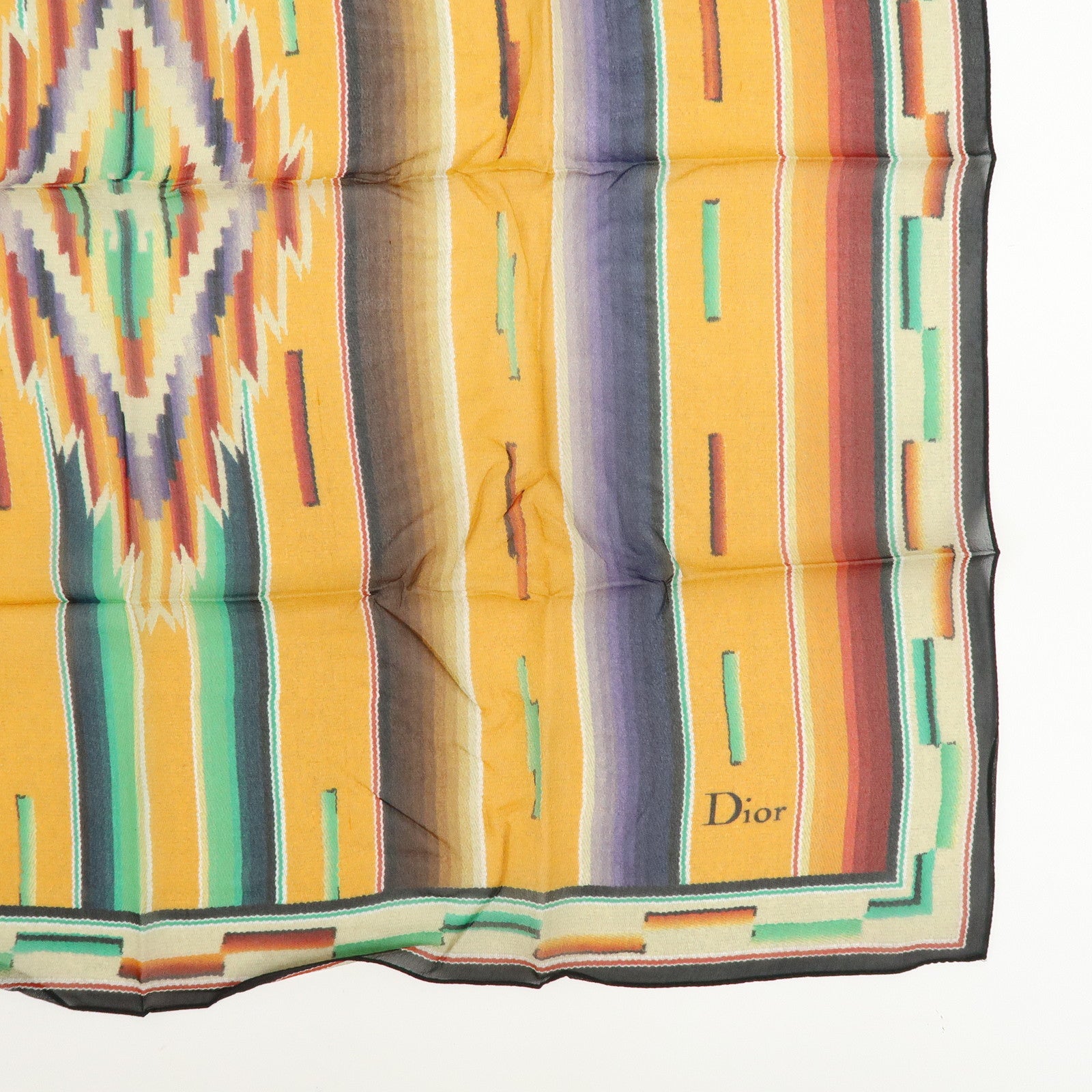 Christian Dior Set of 2 Silk 100% Scarf Tribal Print Multicolor
