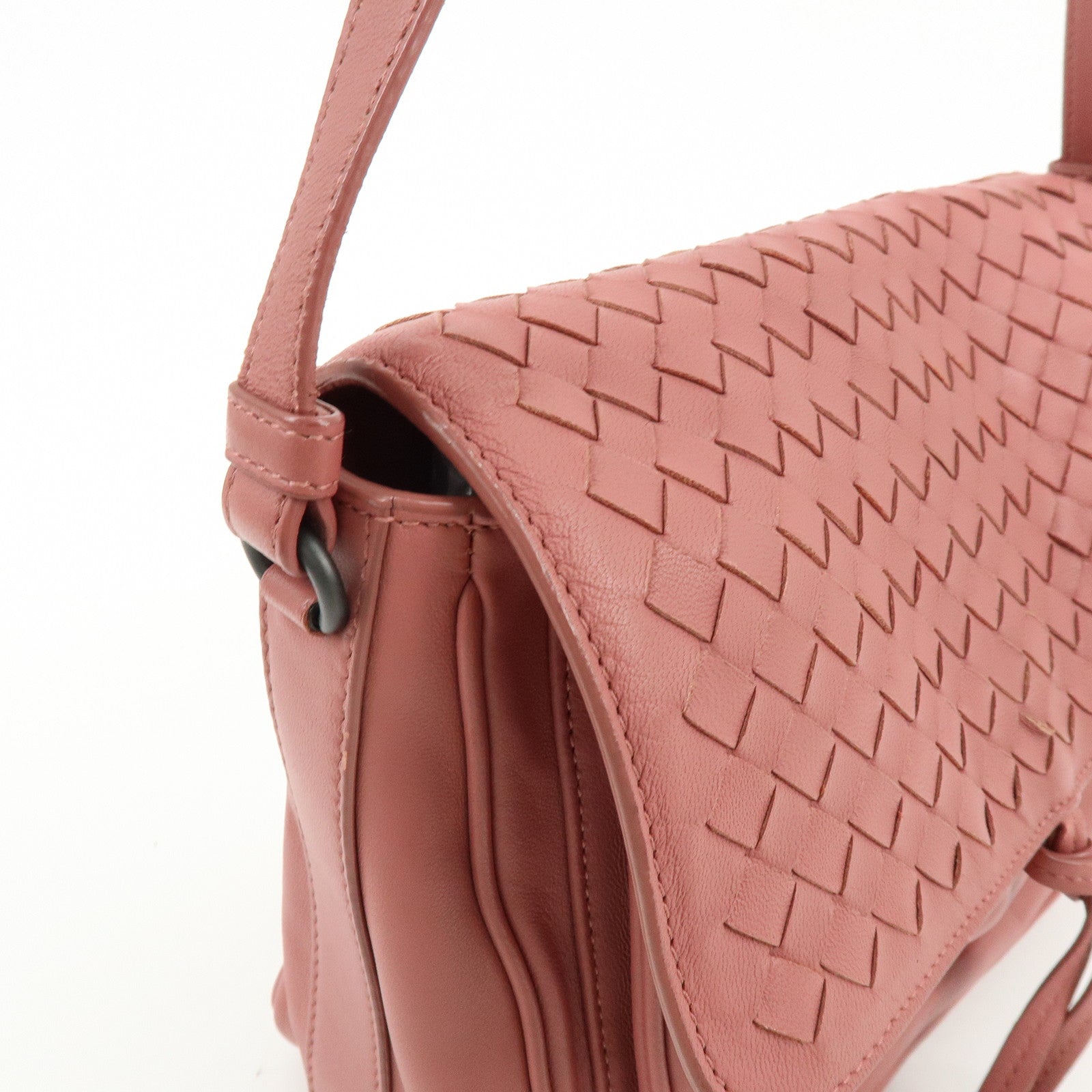 BOTTEGA VENETA Intrecciato Leather Chain Shoulder Bag Pink
