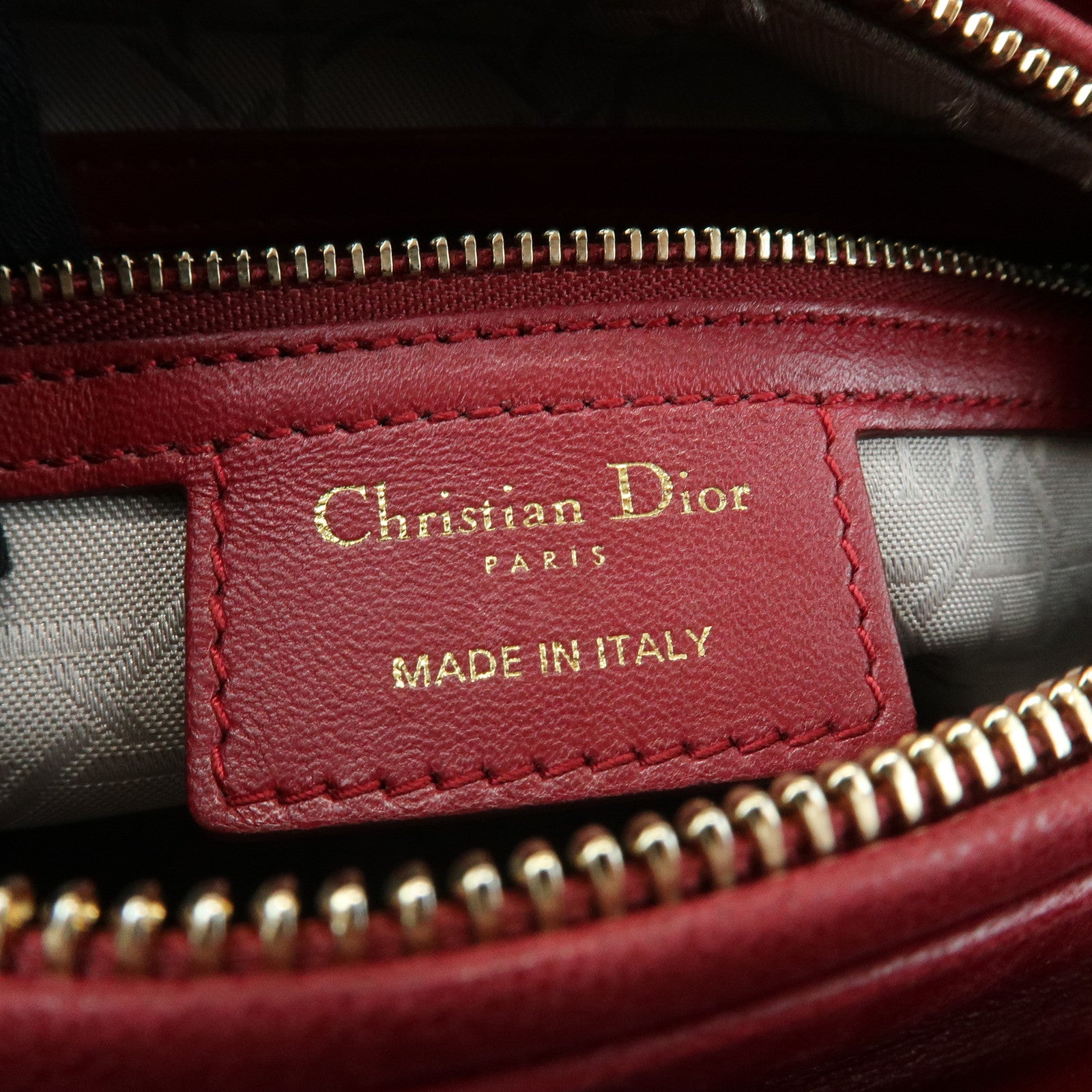 Christian Dior Lady Dior Cannage Lamb Skin Hand Bag Red
