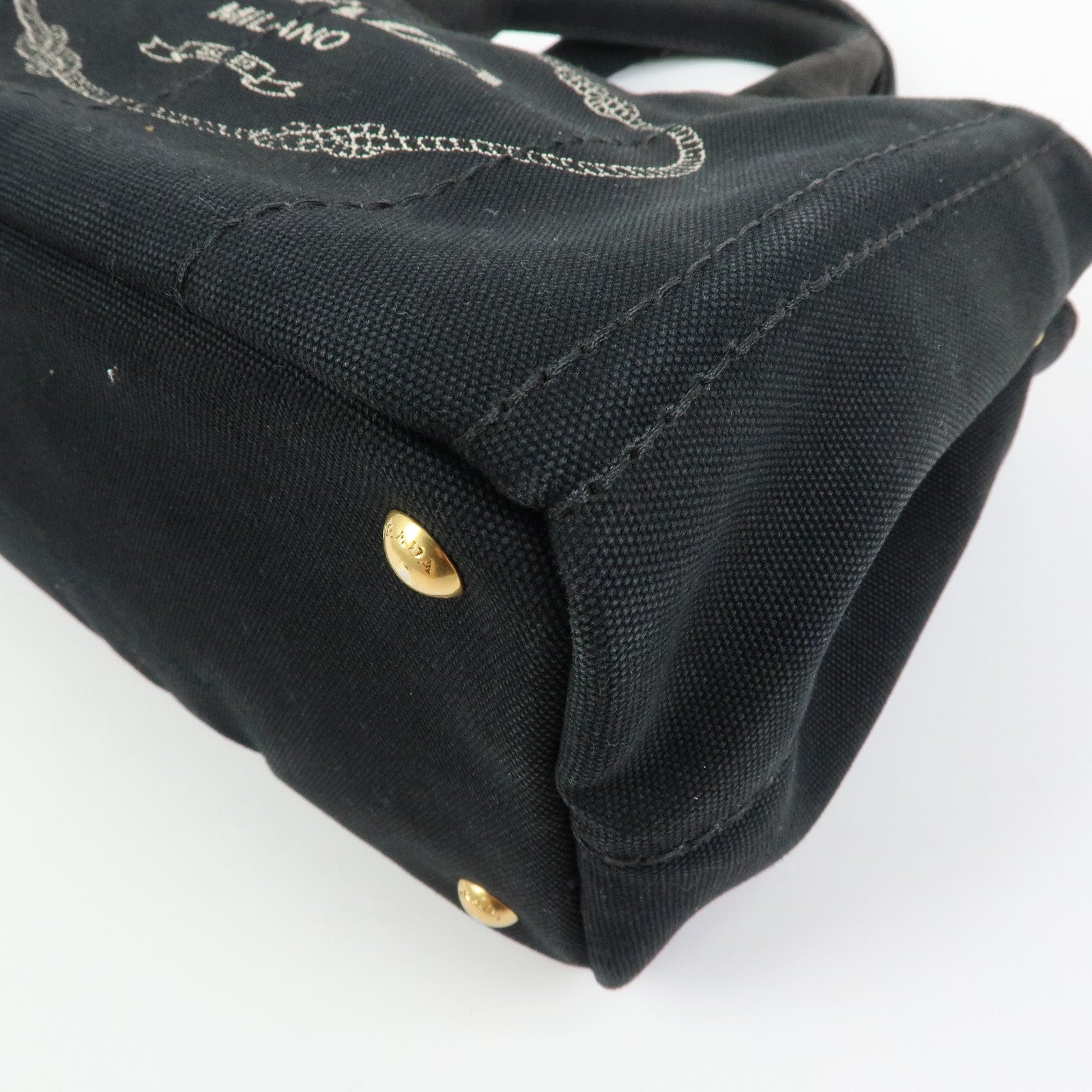 PRADA Canapa Triangle Logo Mini Canvas 2Way Hand Bag Black 1BG439