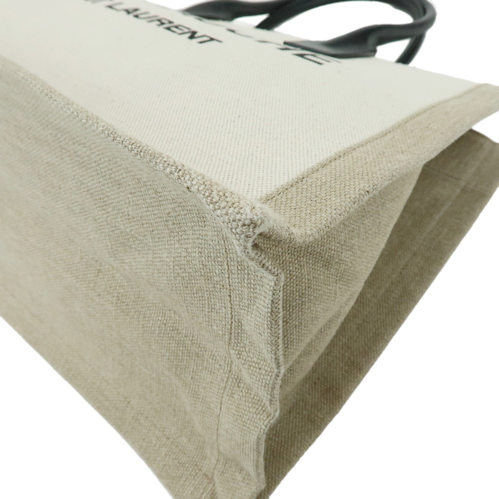 SAINT LAURENT PARIS Rive Gauche Cotton Leather Tote Bag Beige 617481